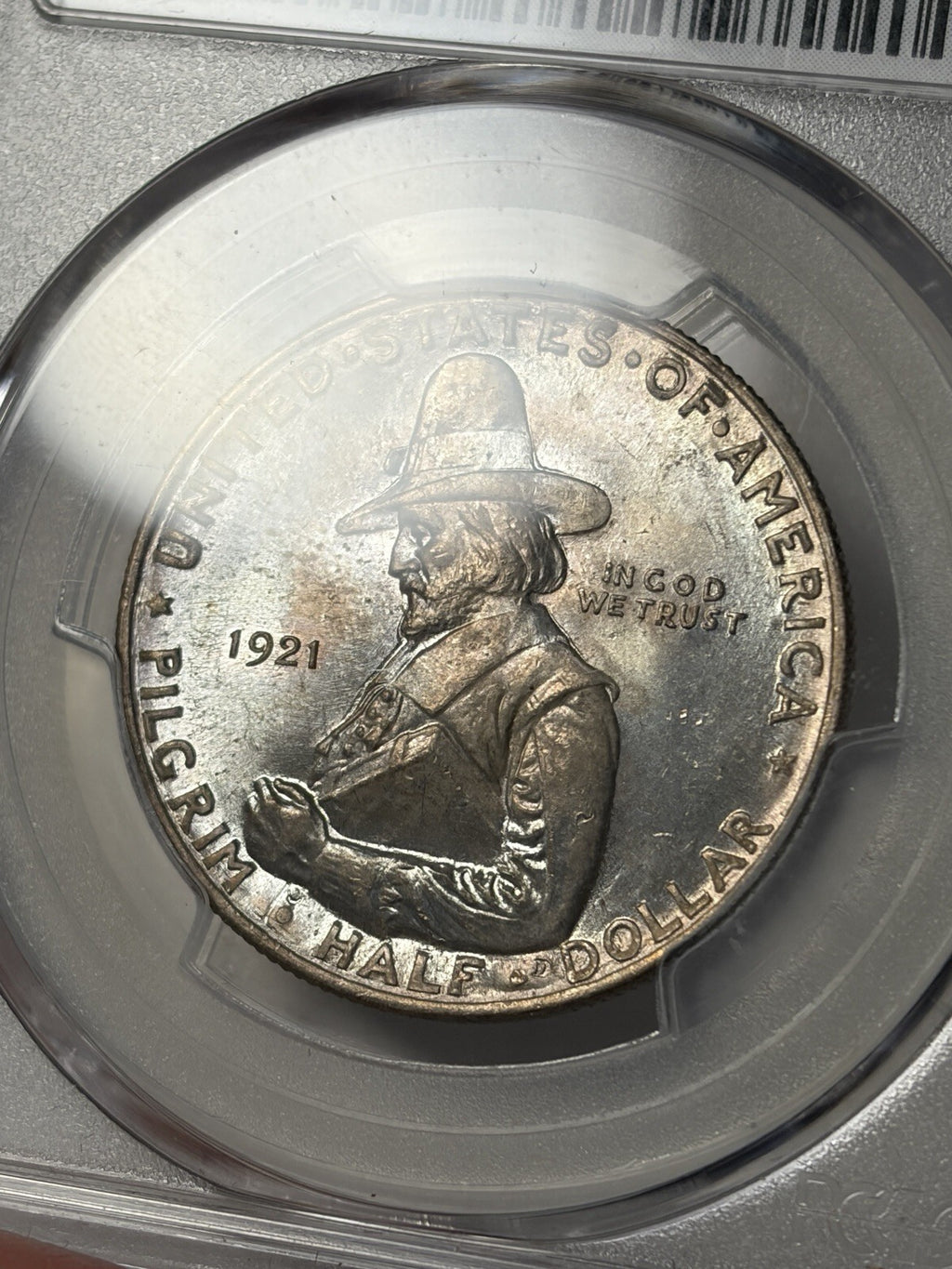 1921 PCGS MS66 Pilgrim Commemorative Half Dollar Toned