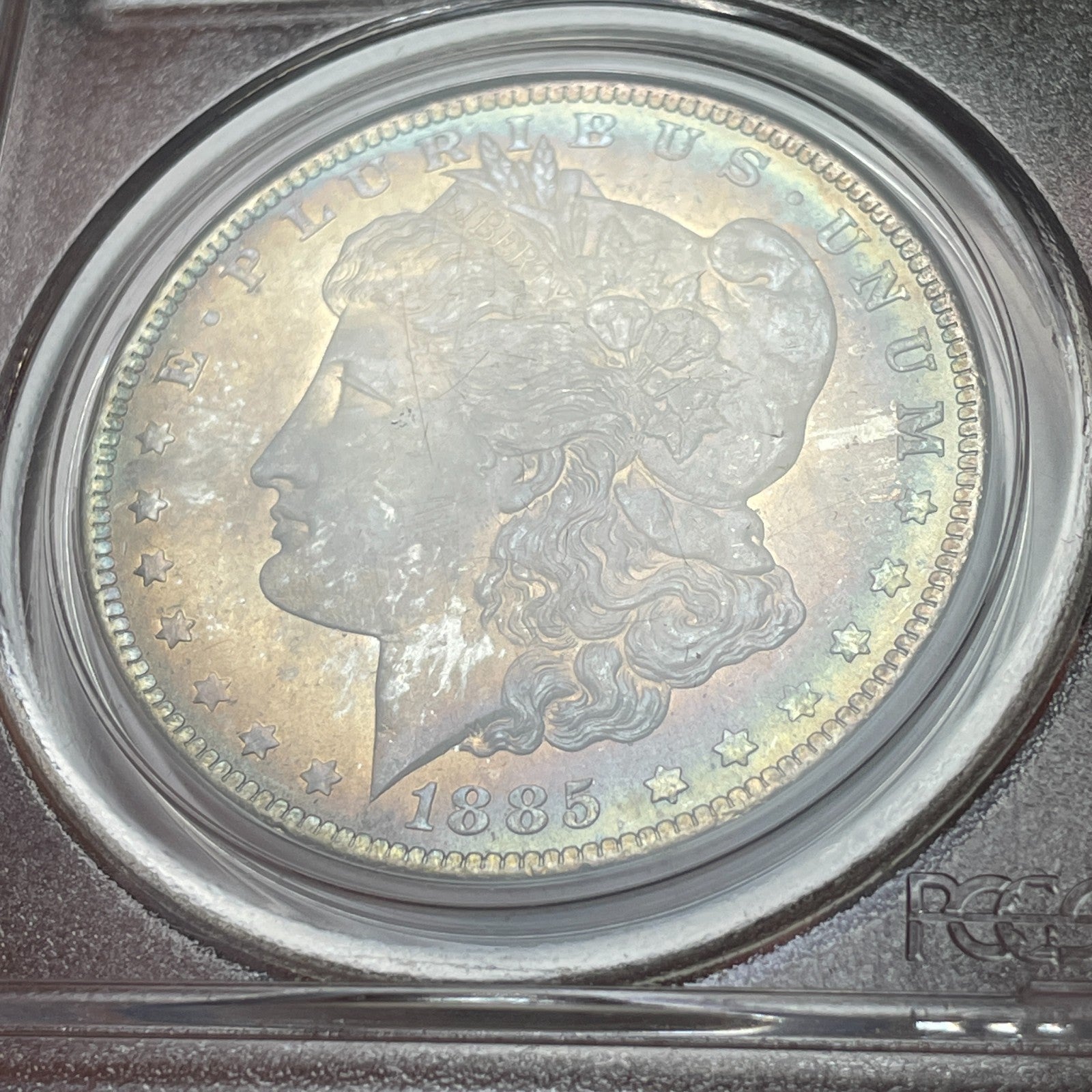 1885-O PCGS MS65 CAC Morgan Silver Dollar Dual Sided Toner PQ Coin