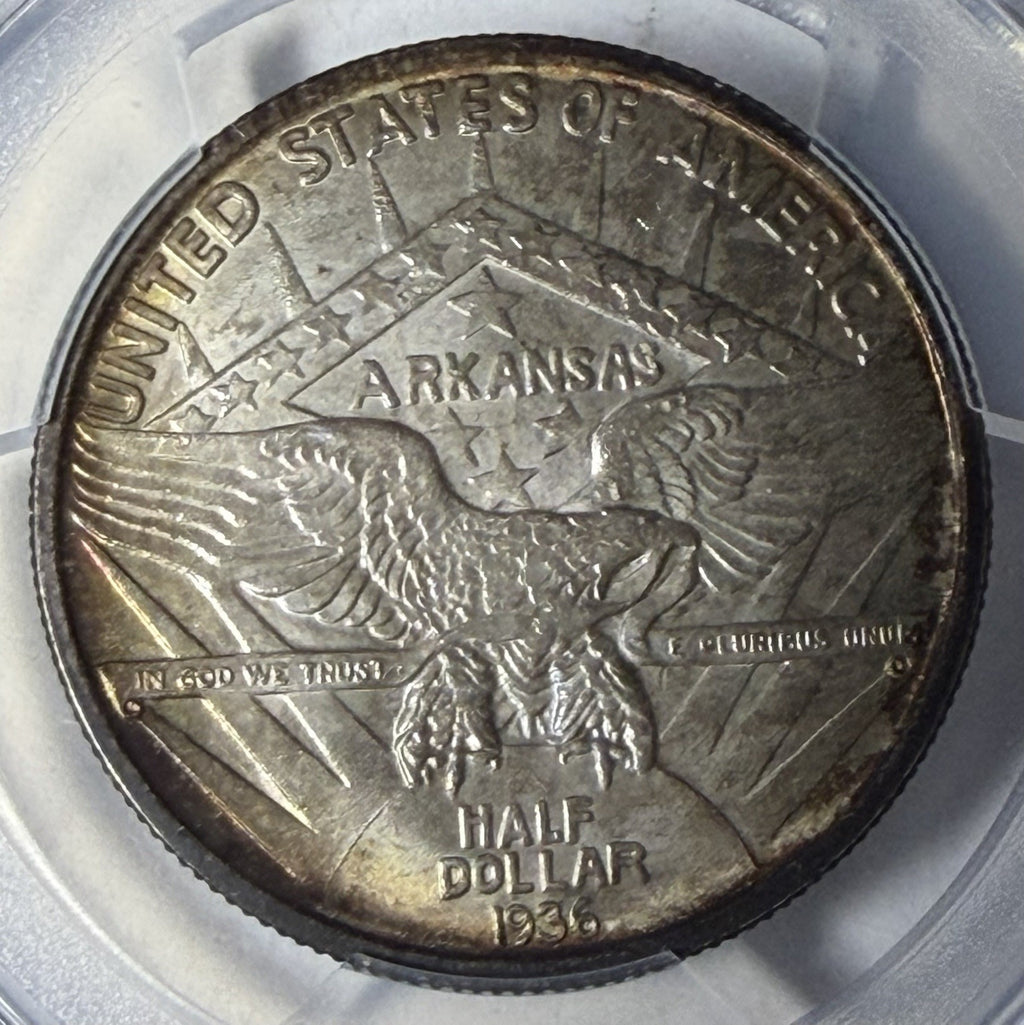 1936 PCGS MS66 Arkansas Commemorative Half Dollar Toned