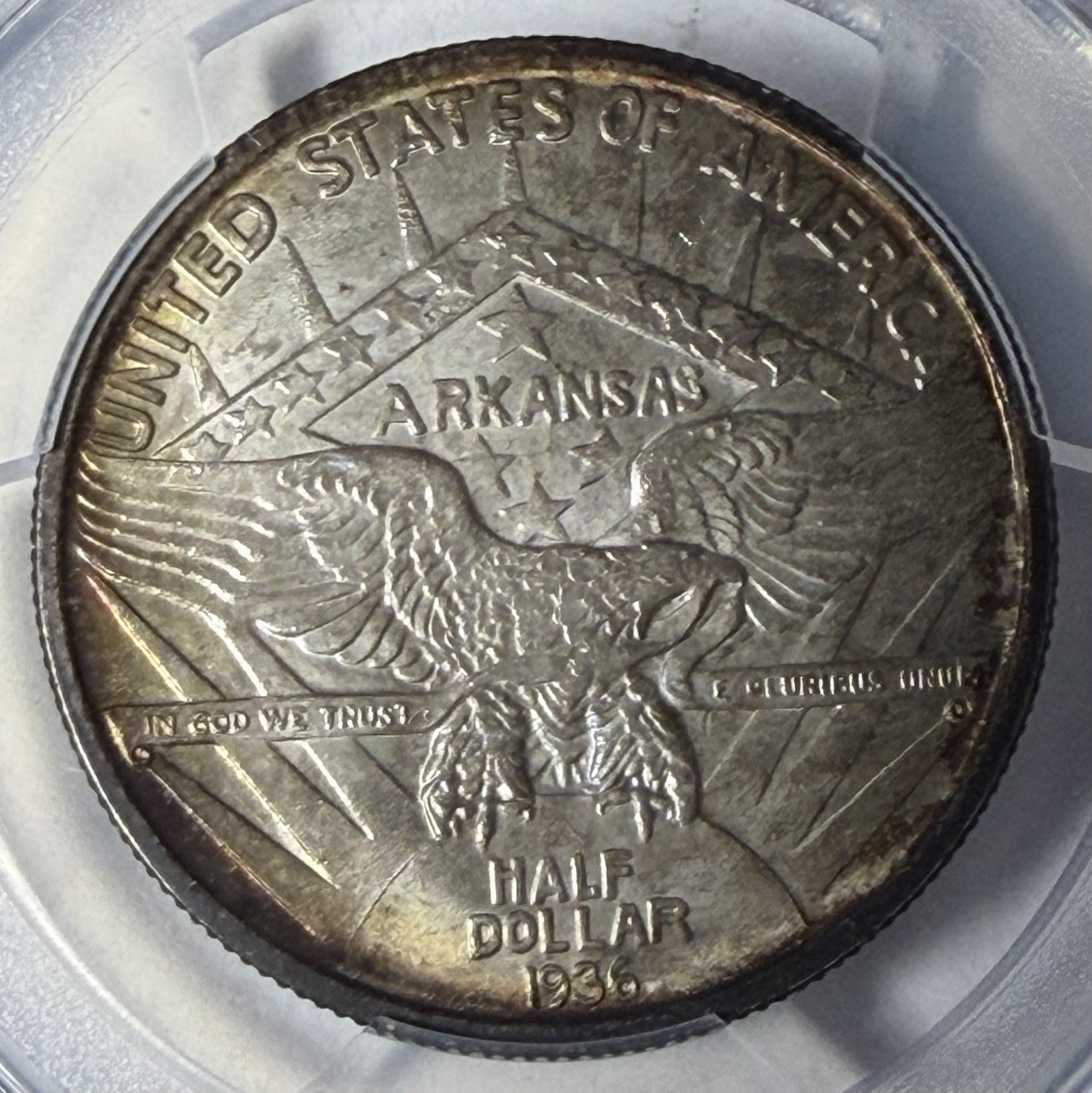 1936 PCGS MS66 Arkansas Commemorative Half Dollar Toned