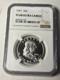 1961 NGC PF68 Ultra Cameo Franklin Half Dollar Registry Grade