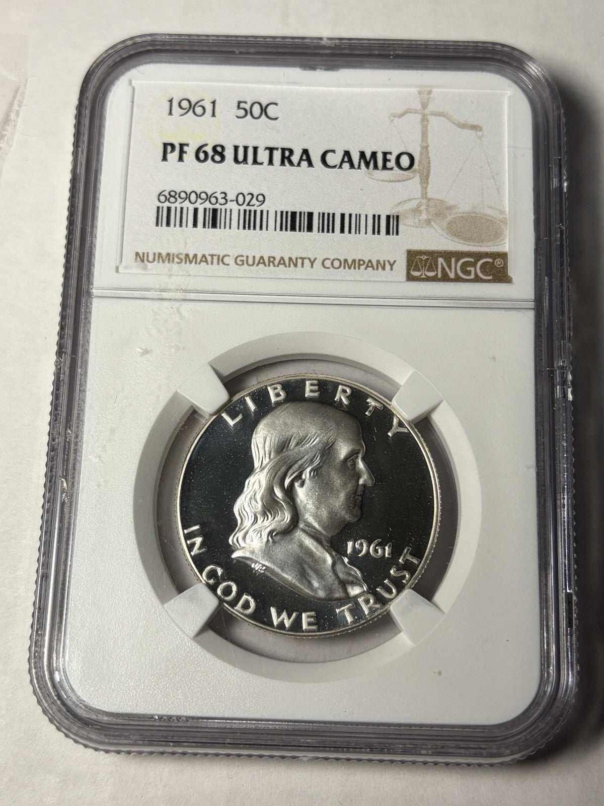 1961 NGC PF68 Ultra Cameo Franklin Half Dollar Registry Grade