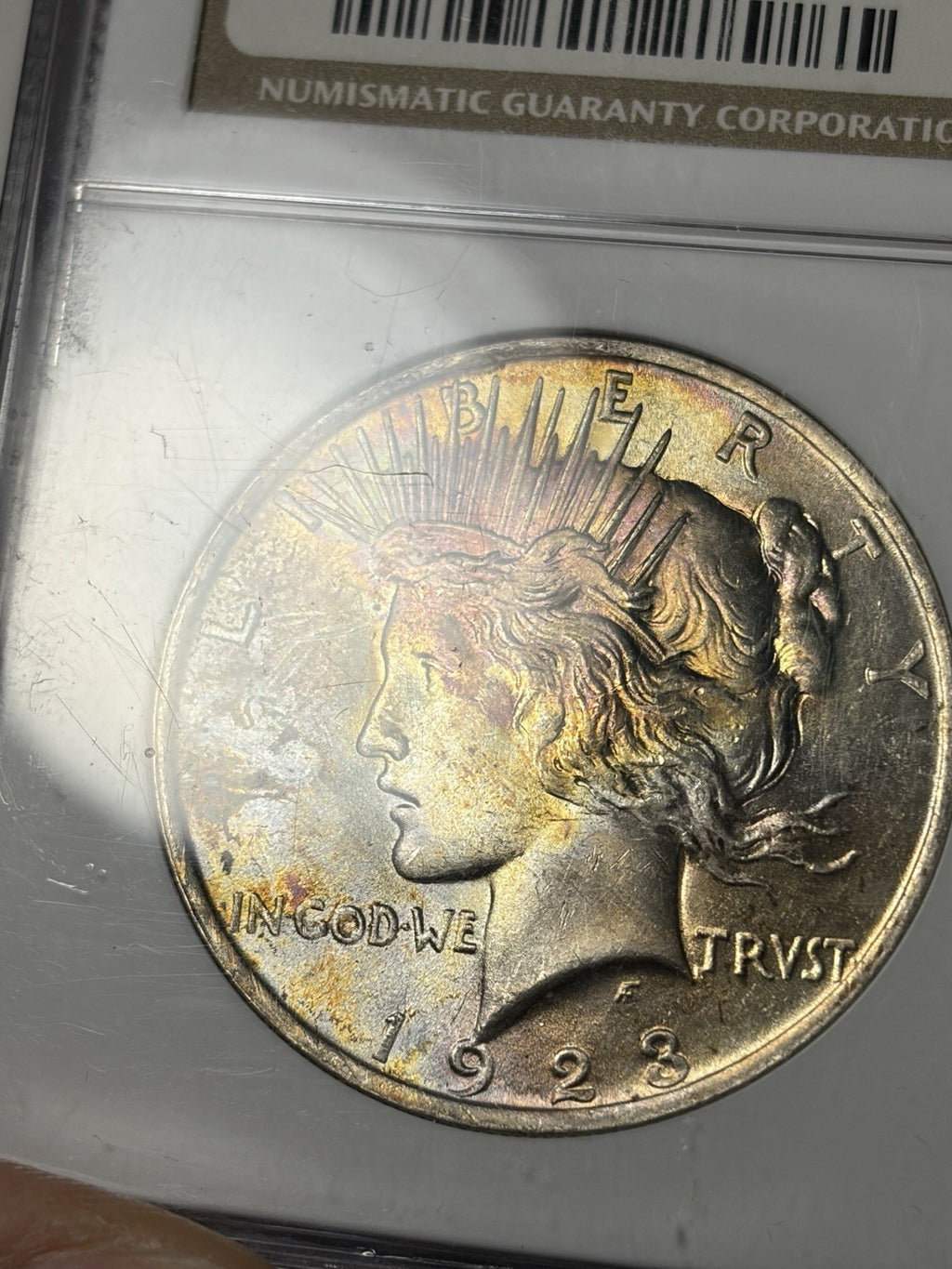 1923 NGC MS63 Peace Silver Dollar Toned RARE