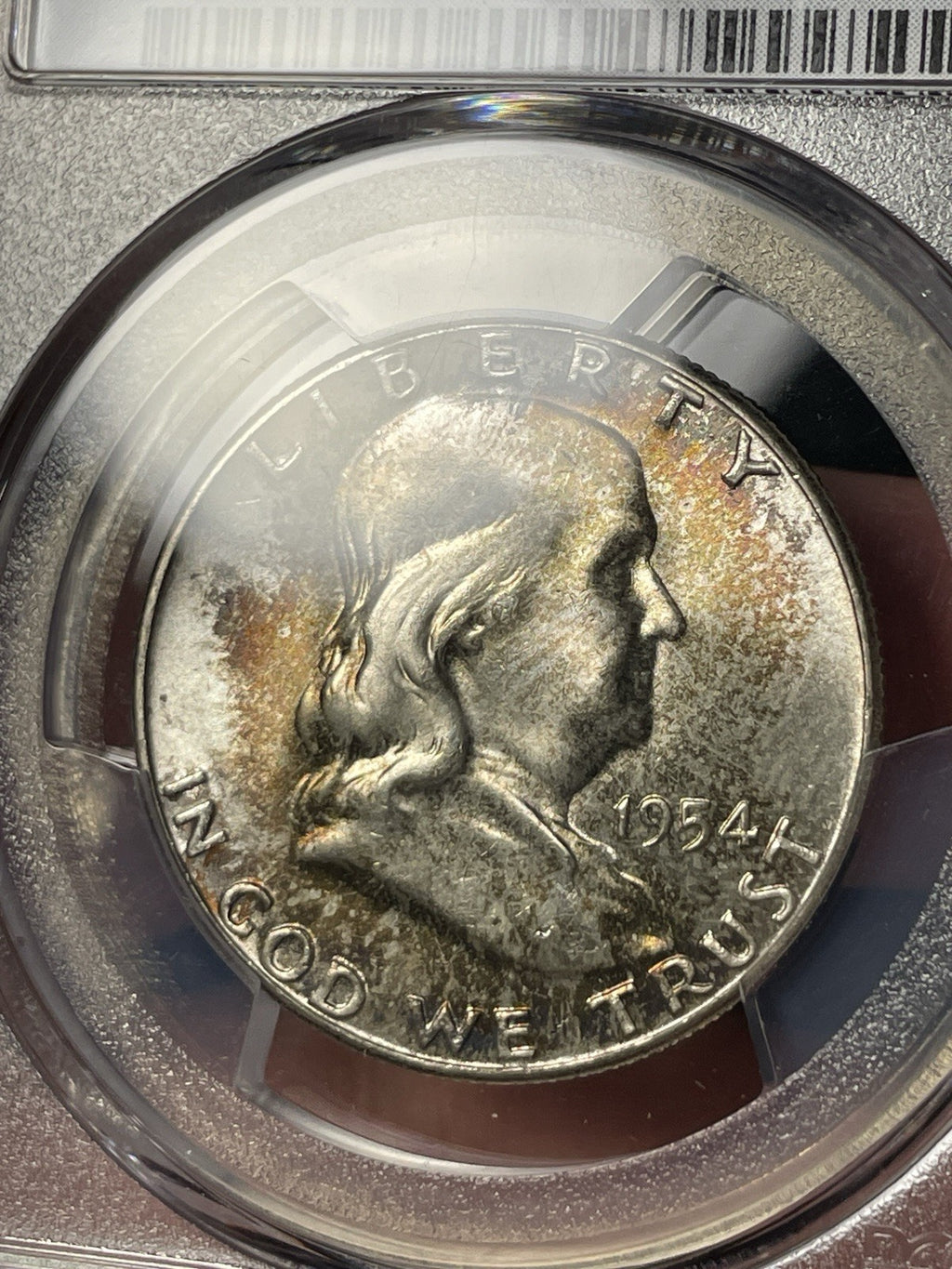 1954 PCGS MS66 CAC Franklin Half Dollar Toned Strong Bell Lines