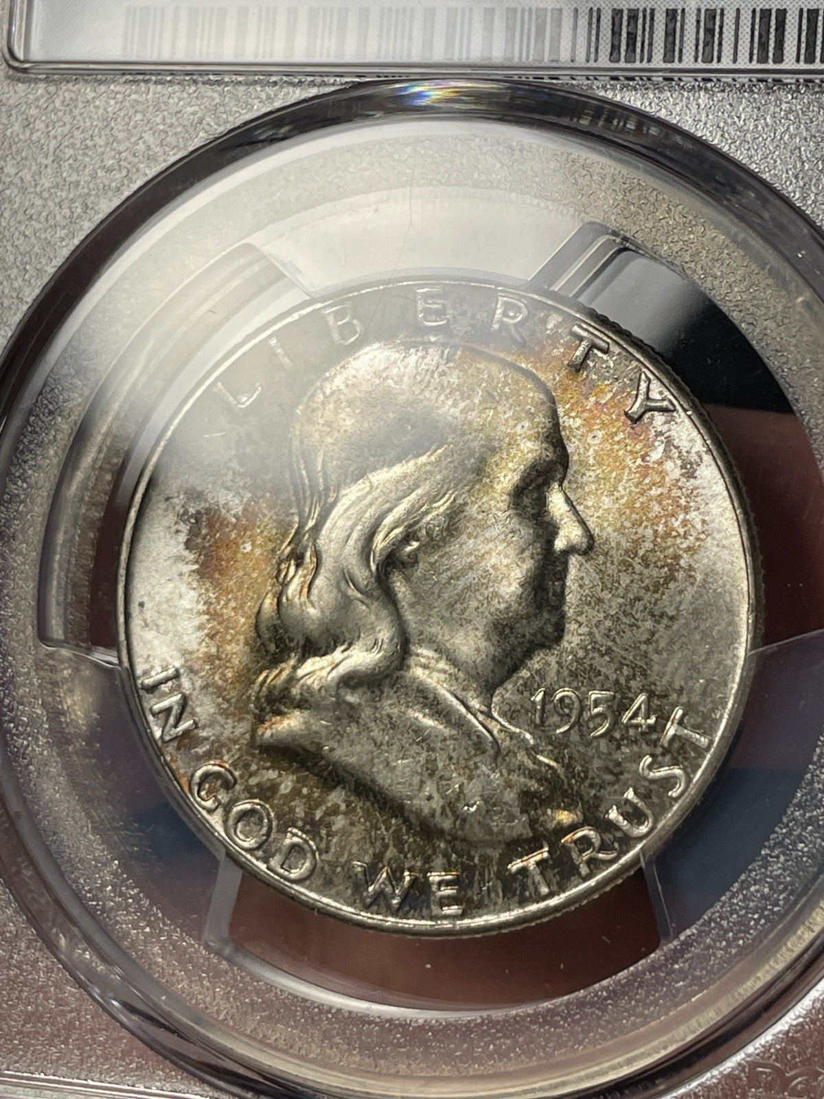 1954 PCGS MS66 CAC Franklin Half Dollar Toned Strong Bell Lines