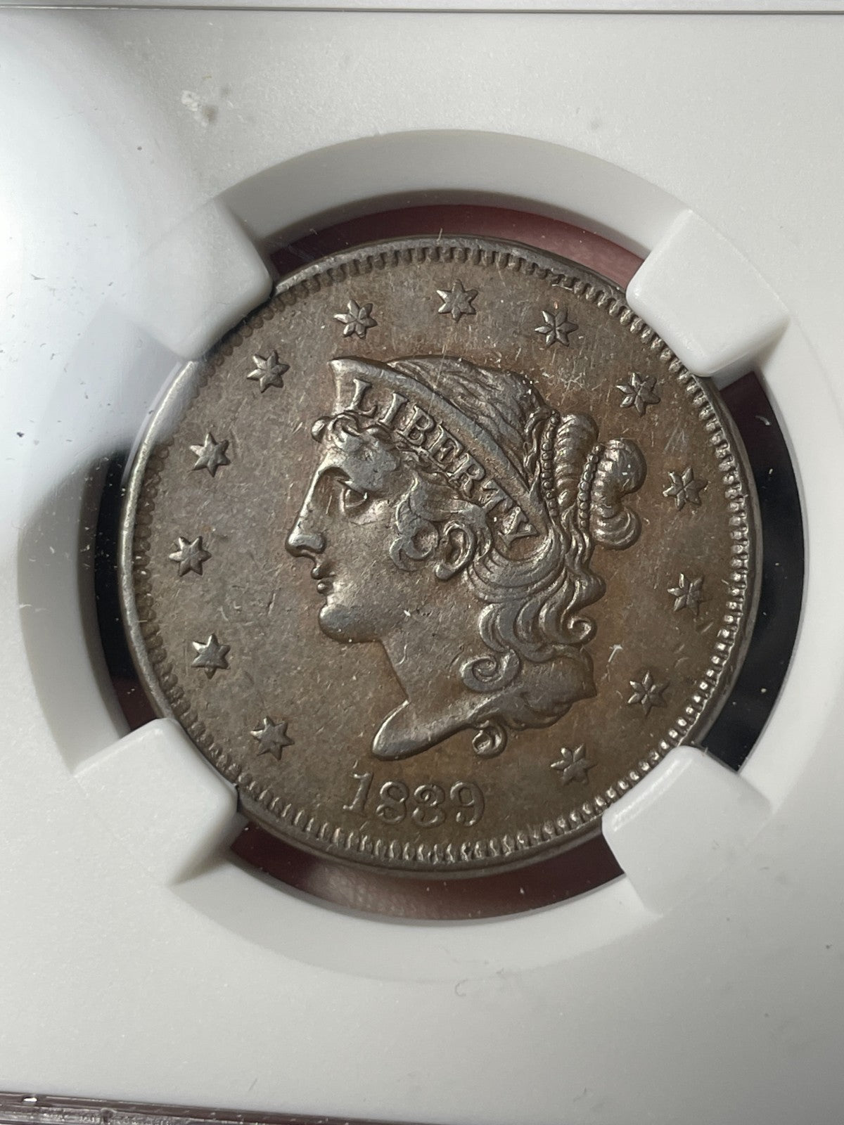 1839 NGC XF45 BN Booby Head Large Cent