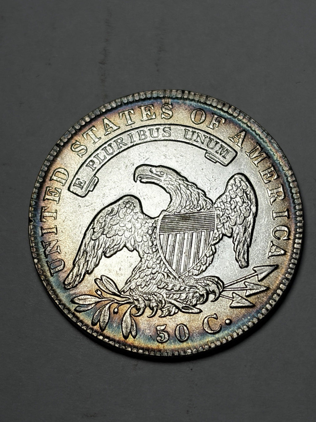 1835 Capped Bust Half Dollar Toned Details