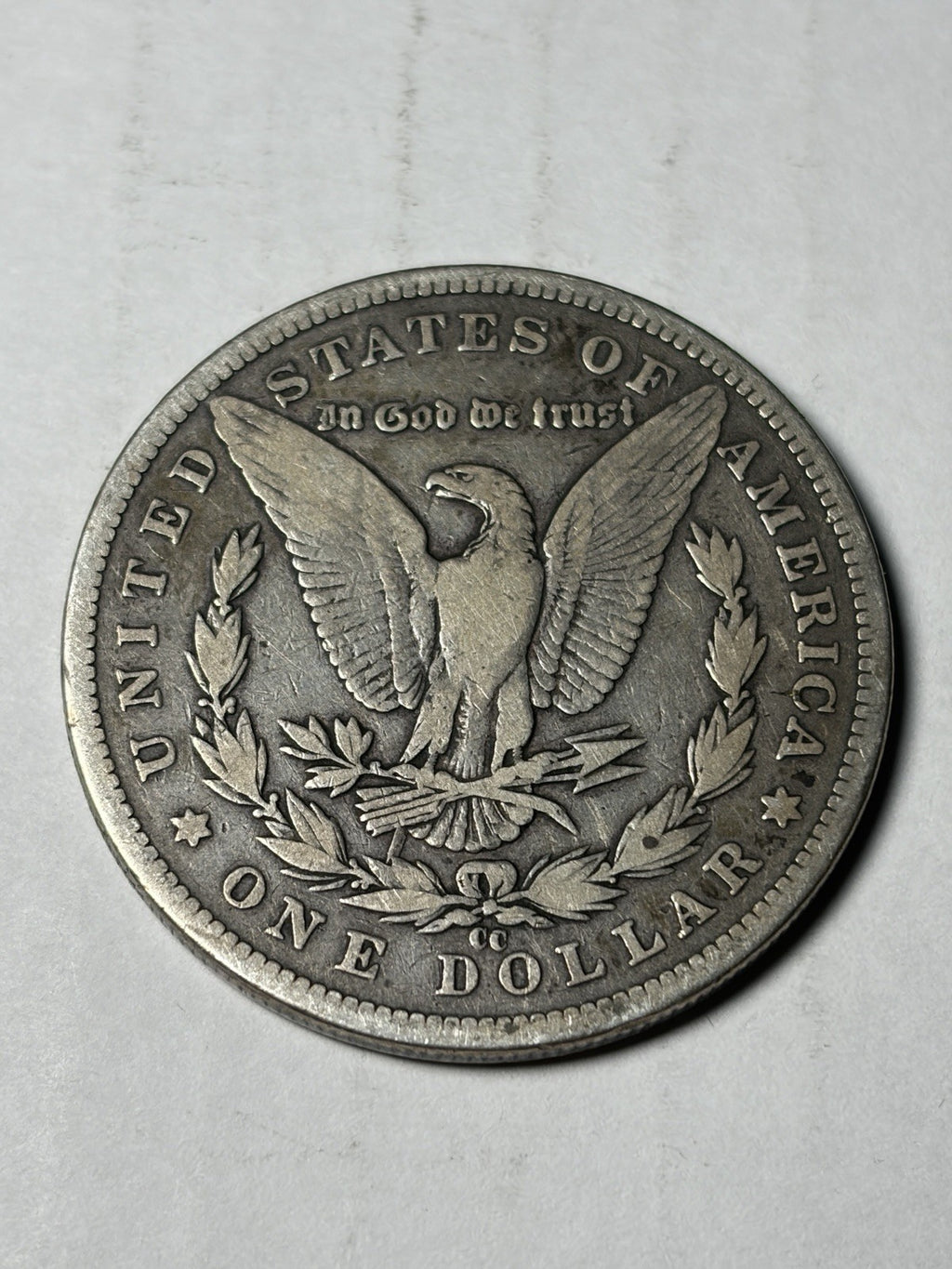 1890-CC Morgan Silver Dollar Tailbar Details