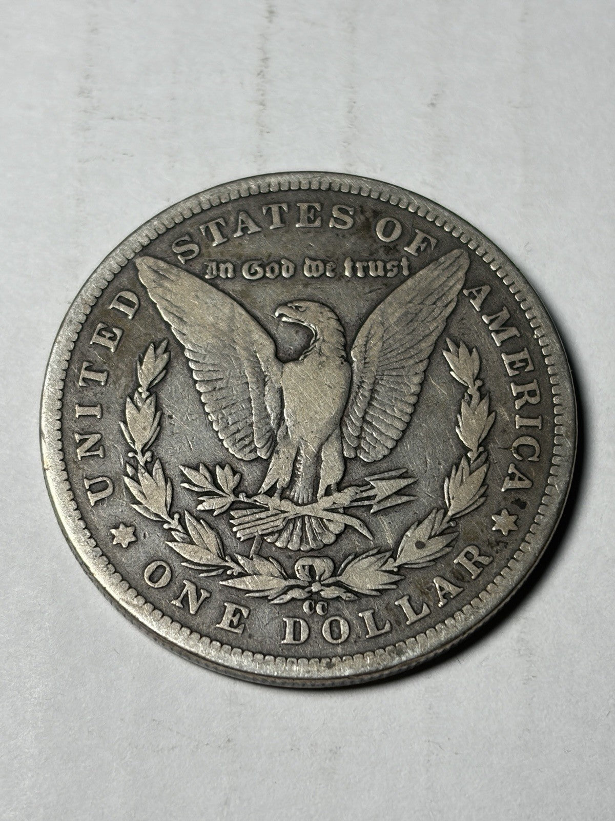 1890-CC Morgan Silver Dollar Tailbar Details