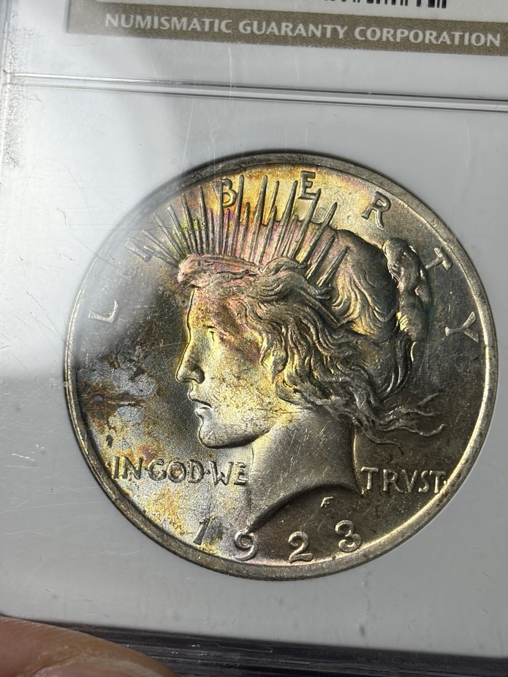 1923 NGC MS63 Peace Silver Dollar Toned RARE