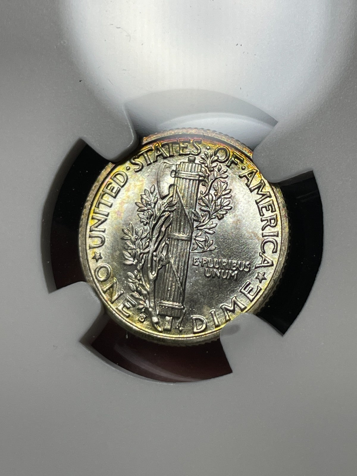 1935-S NGC MS64 FB Mercury Silver Dime Flashy Toned