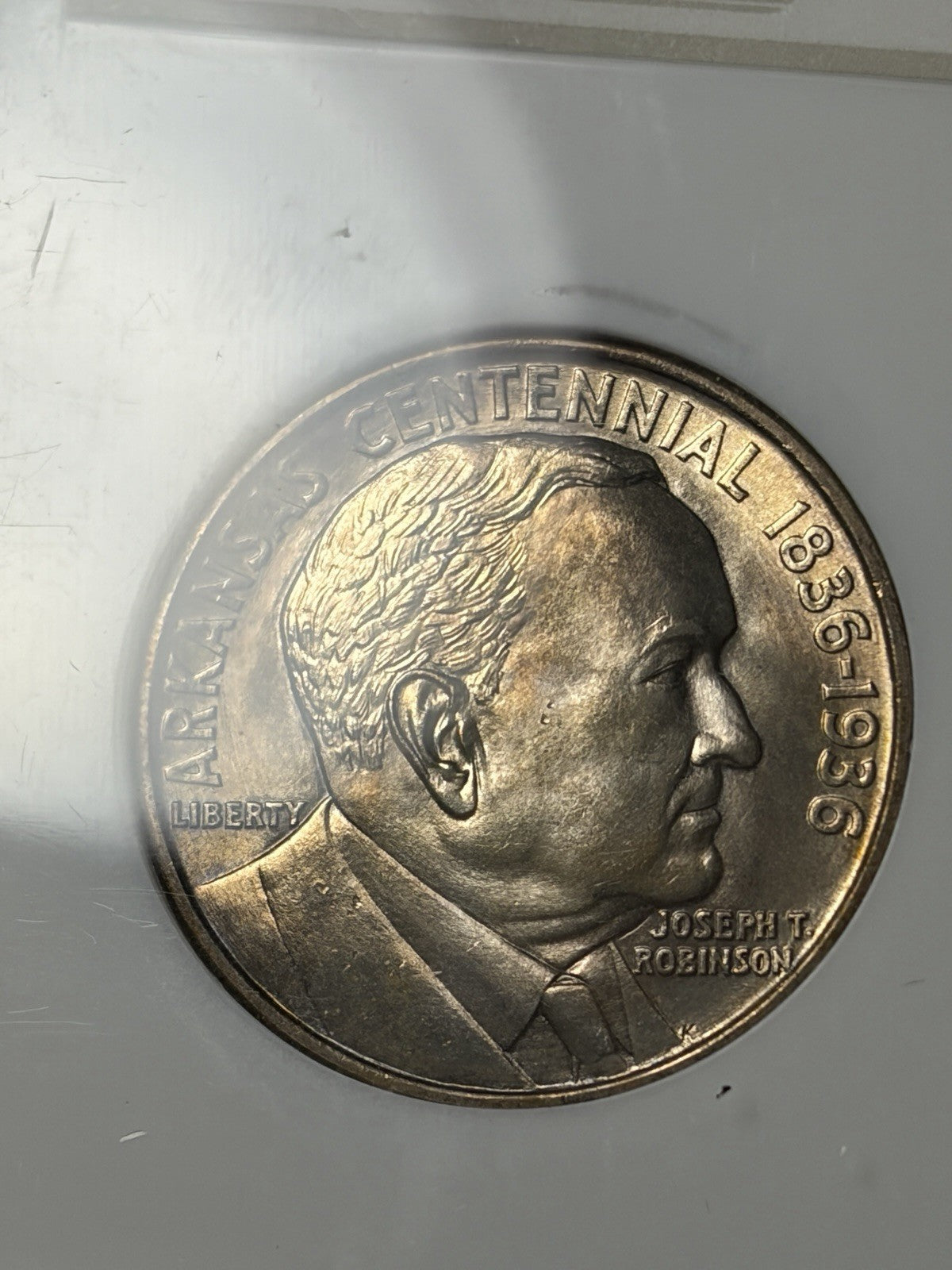 1936 NGC MS64 Robinson Arkansas Commemorative Half Dollar Toned Old Fatty Holder
