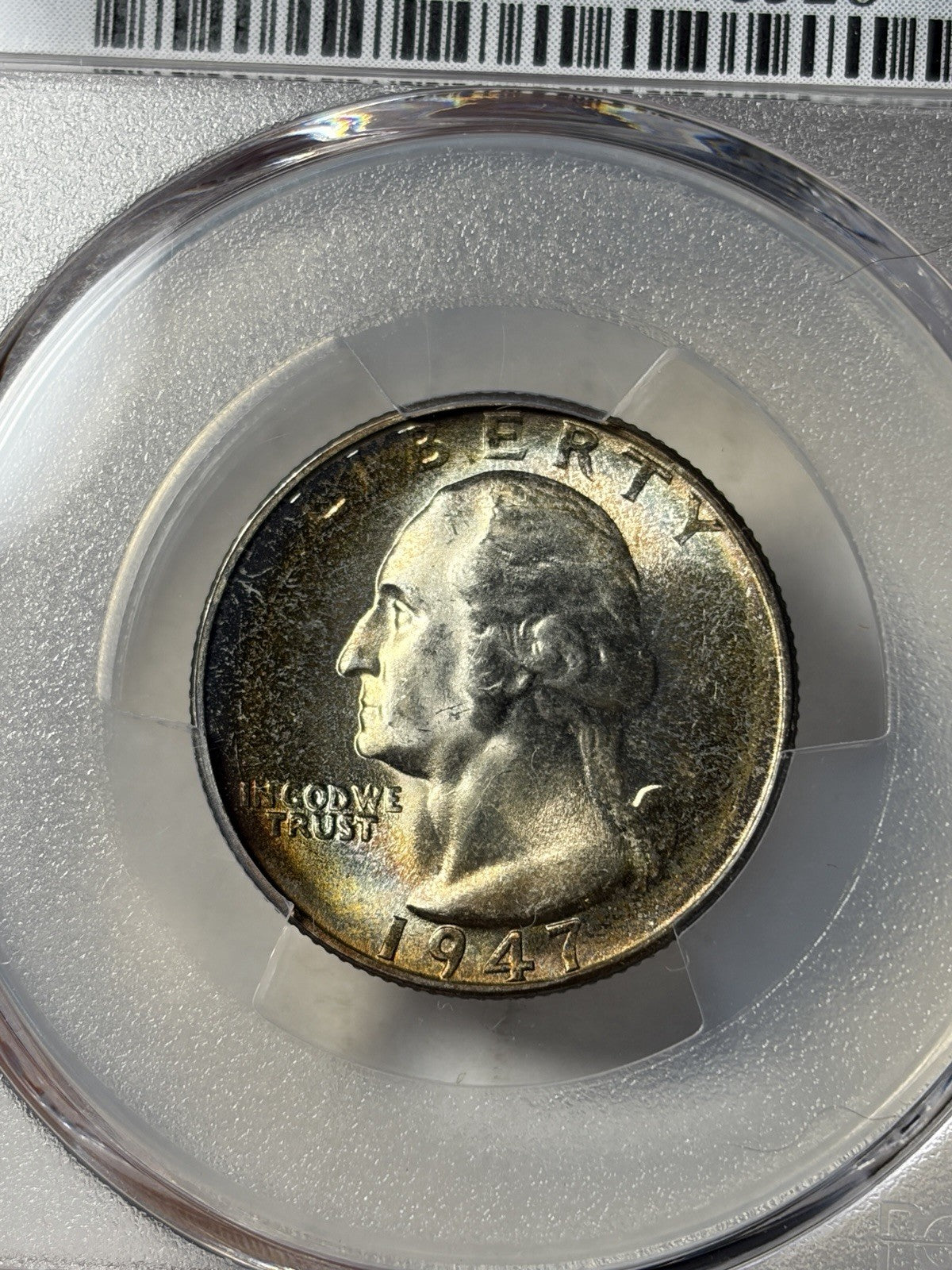 1947-S PCGS MS67 CAC Washington Silver Quarter Toned