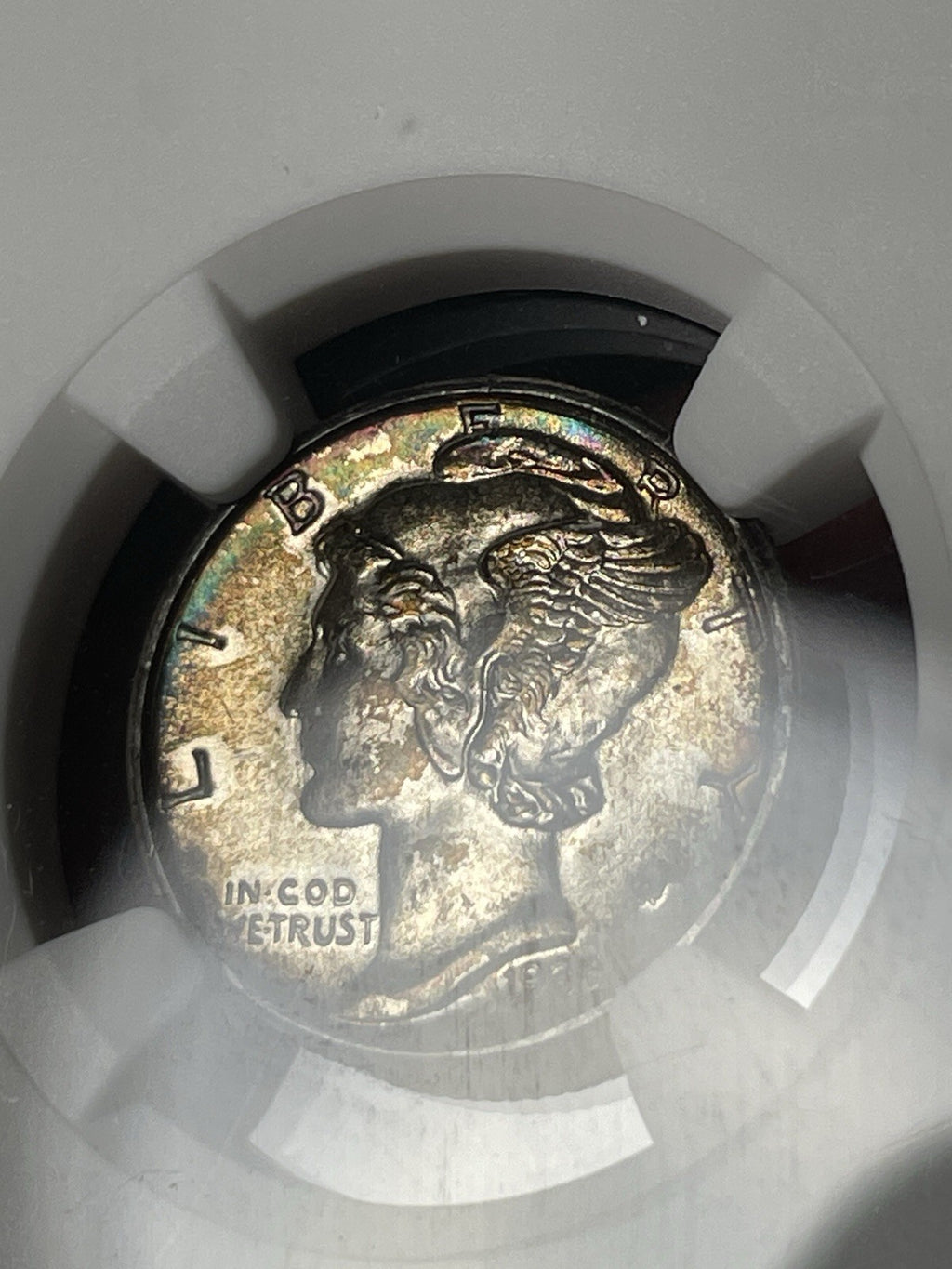 1936-S NGC MS67 FB Mercury Dime Toned