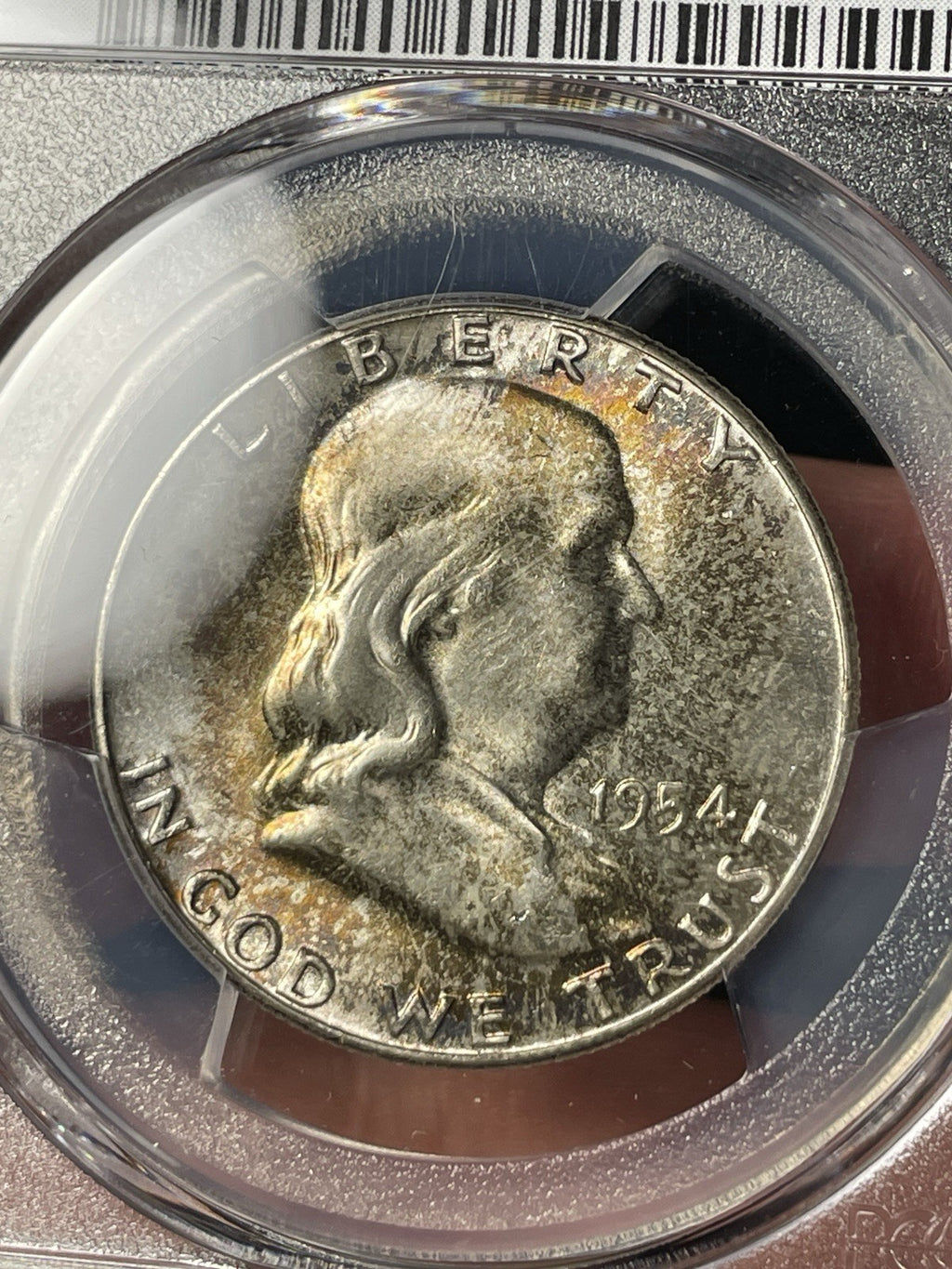 1954 PCGS MS66 CAC Franklin Half Dollar Toned Strong Bell Lines
