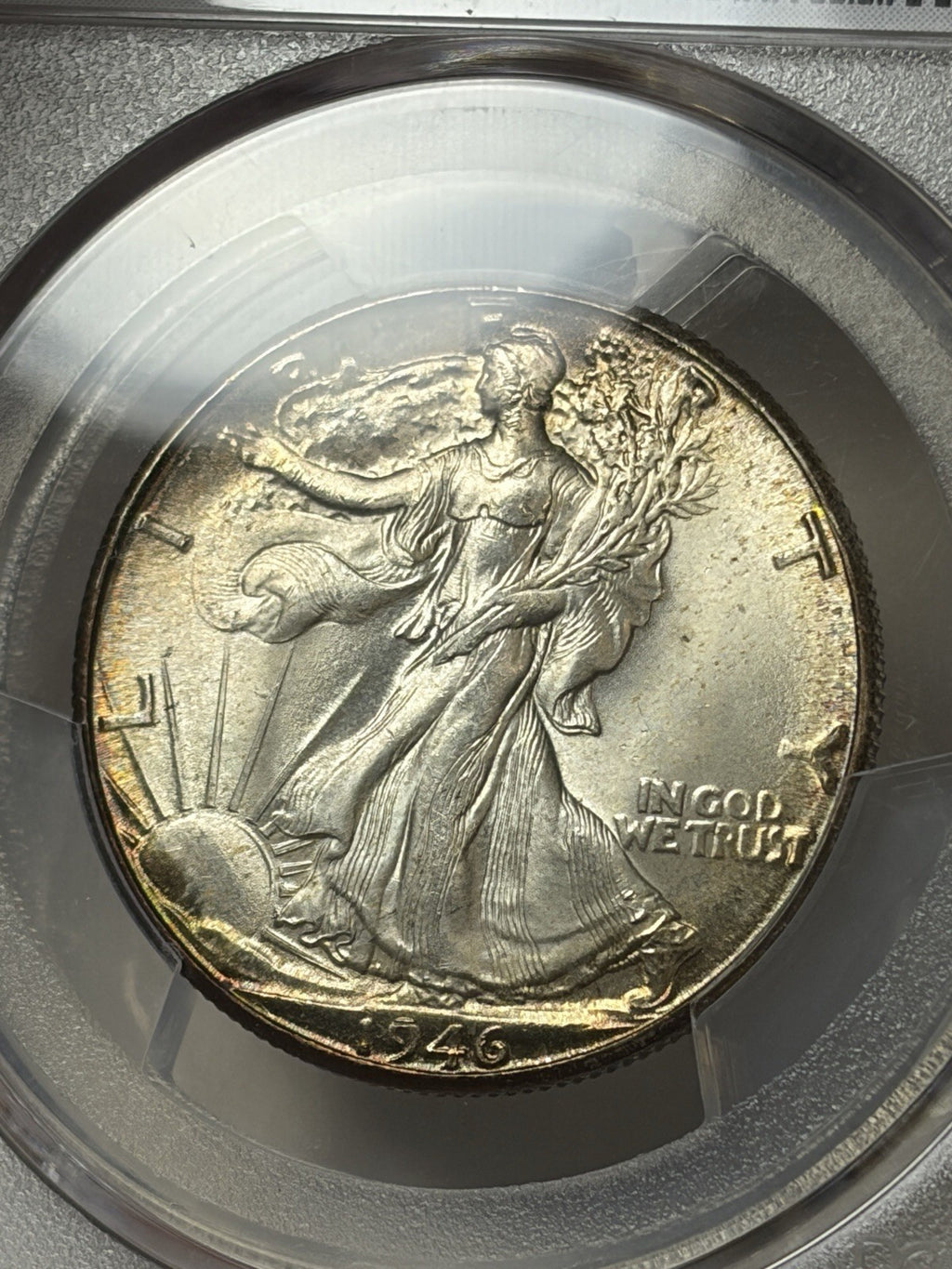 1946-D PCGS MS67 Walking Liberty Half Dollar Toned
