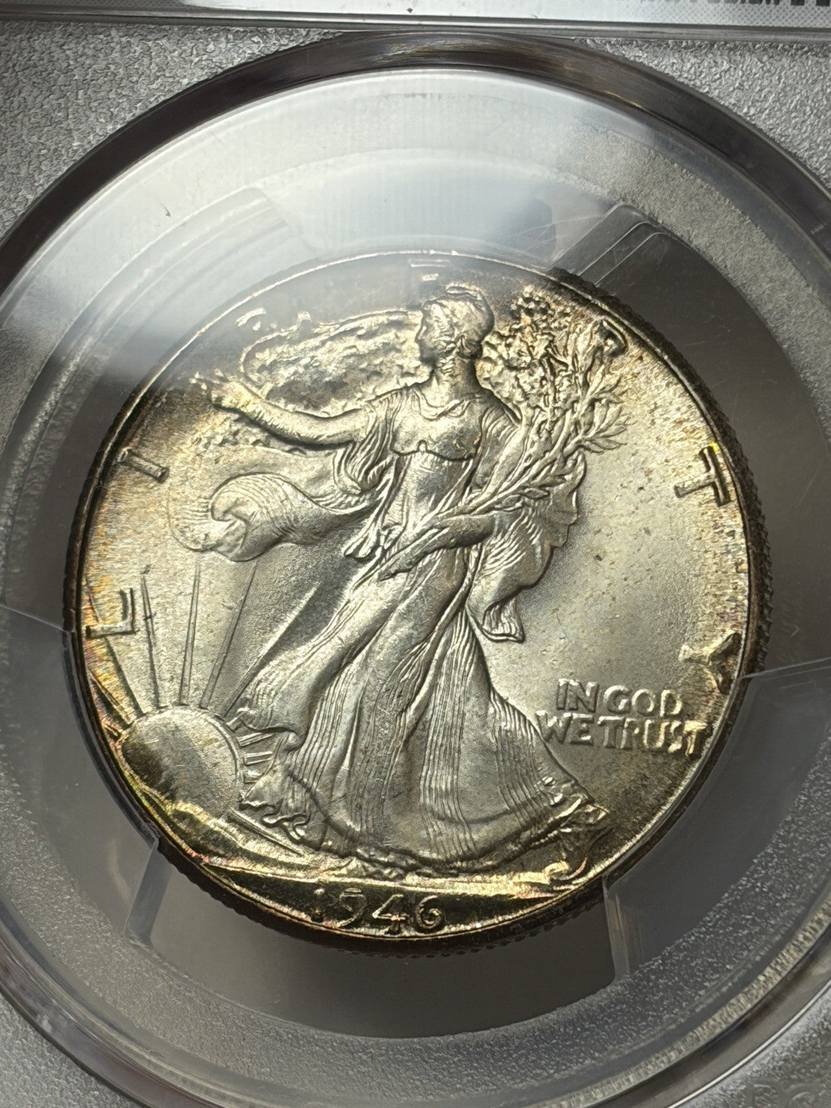 1946-D PCGS MS67 Walking Liberty Half Dollar Toned