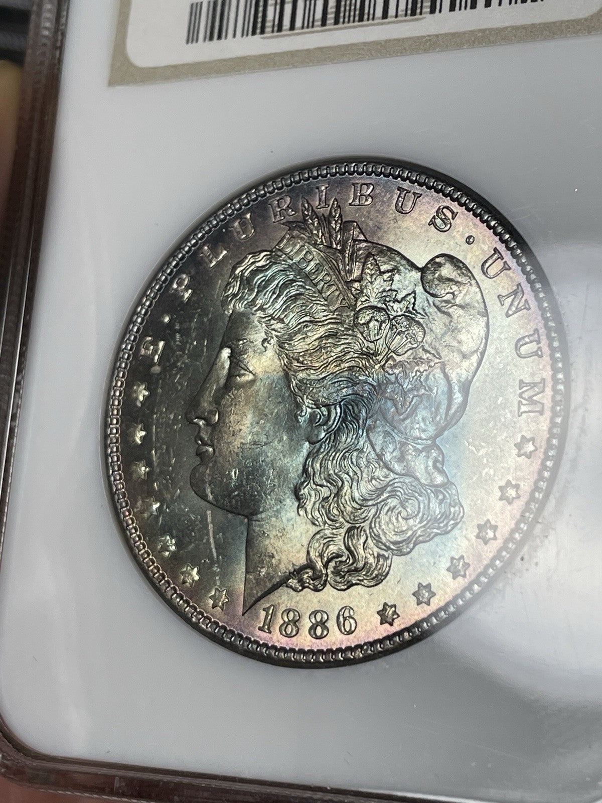 1886 NGC MS63 Morgan Silver Dollar End Of Roll Toning Old Fatty Holder