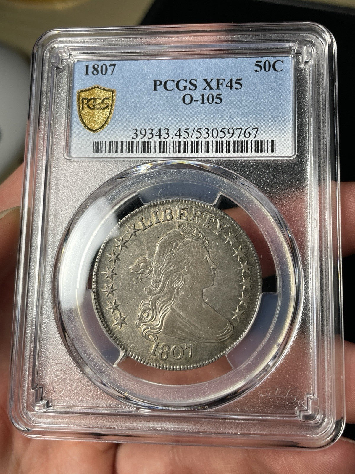 1807 PCGS XF45 Draped Bust Half Dollar O-105 Original Look