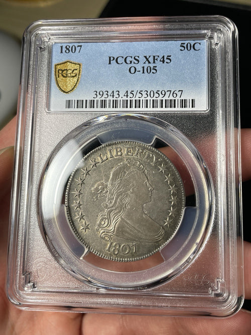 1807 PCGS XF45 Draped Bust Half Dollar O-105 Original Look