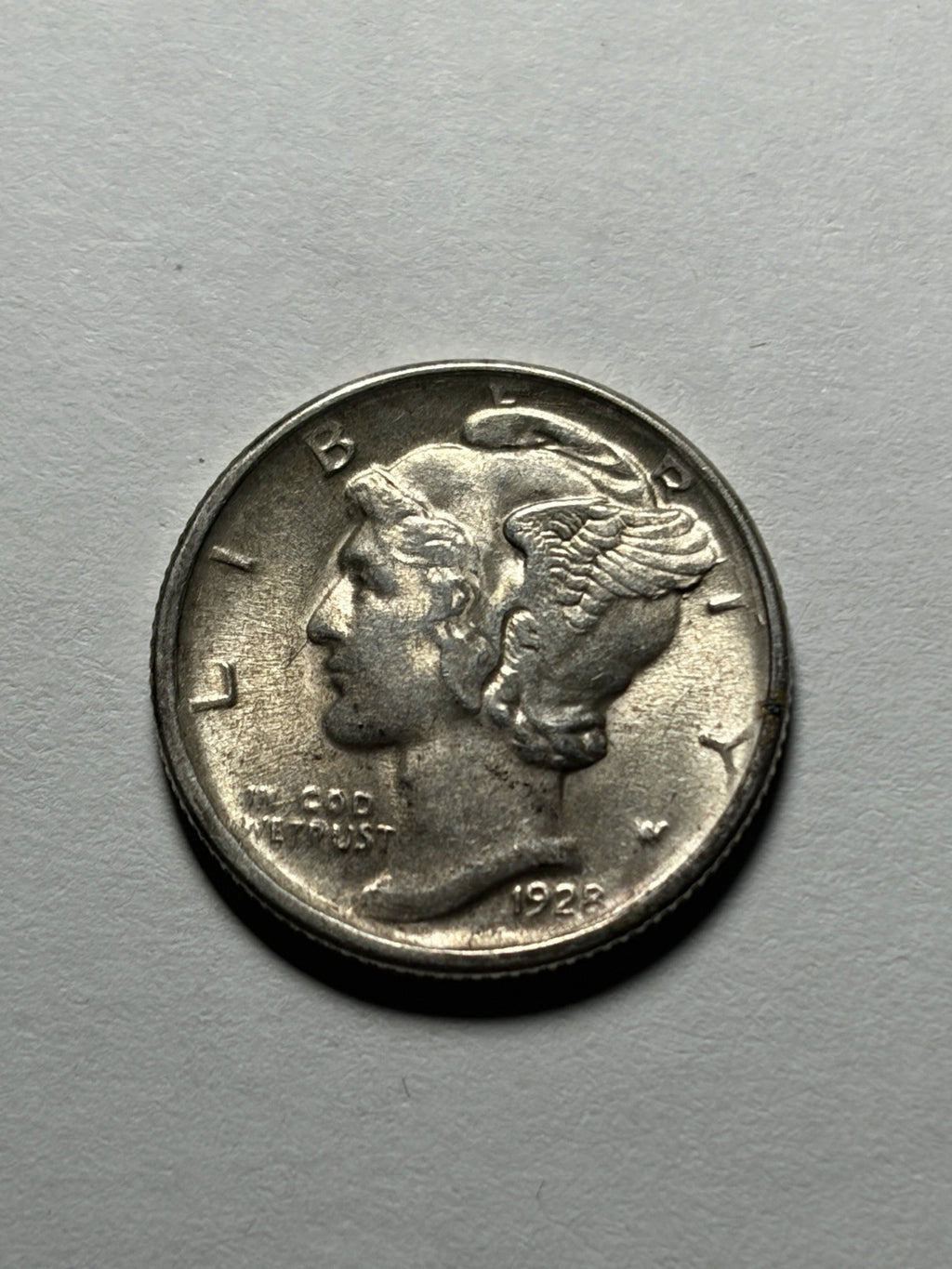 1928-D Mercury Silver Dime Strong Bands