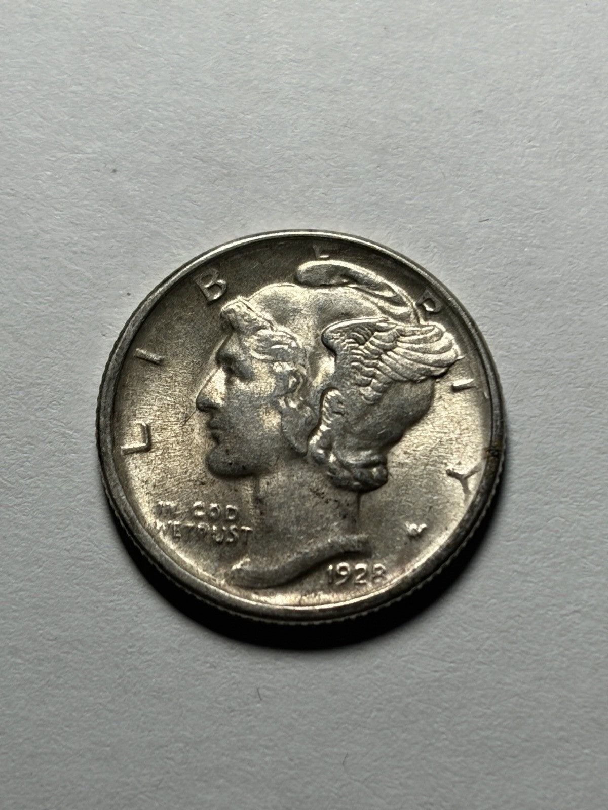 1928-D Mercury Silver Dime Strong Bands