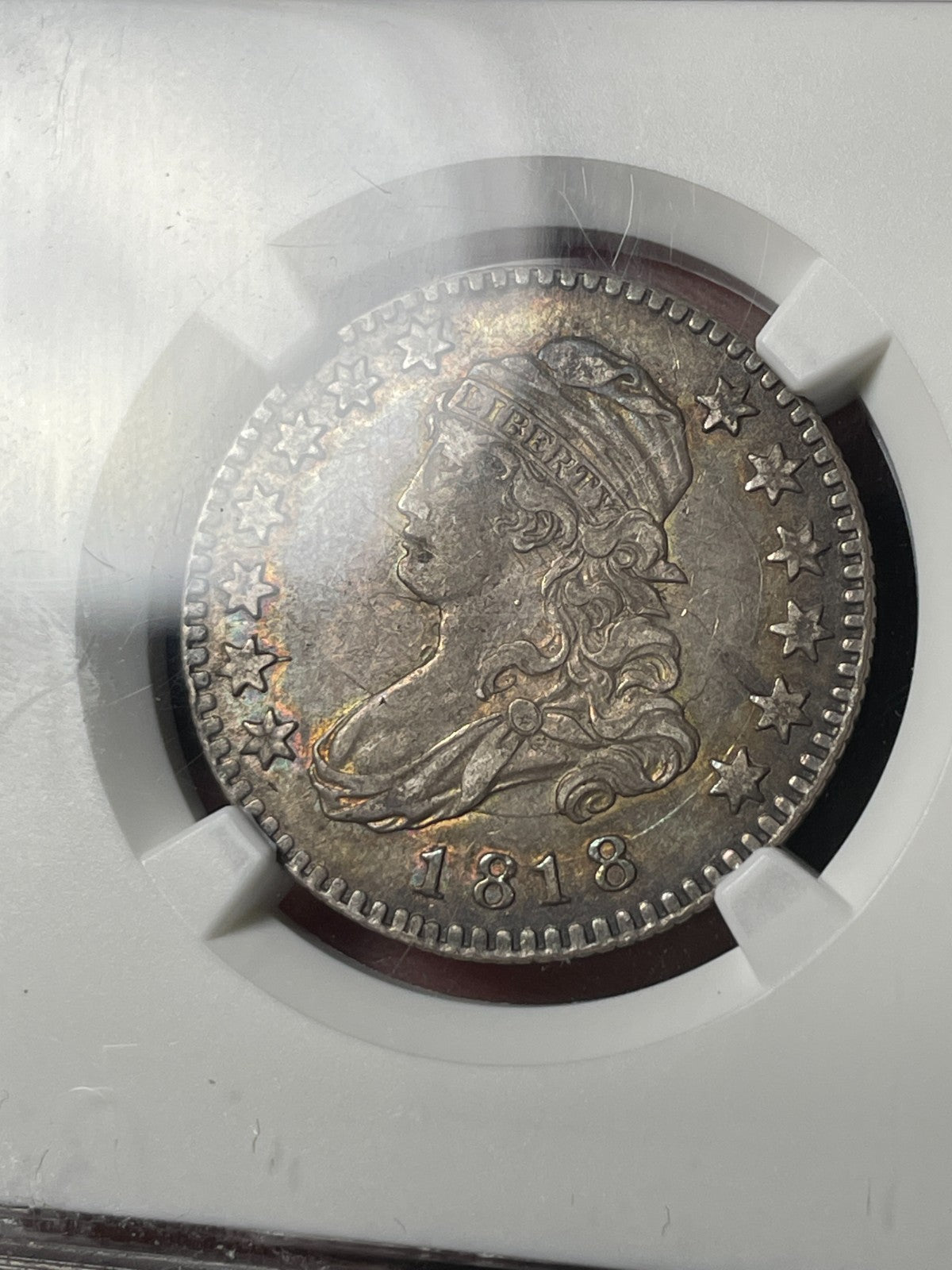1818 NGC XF45 Capped Bust Quarter Toned Original Nice