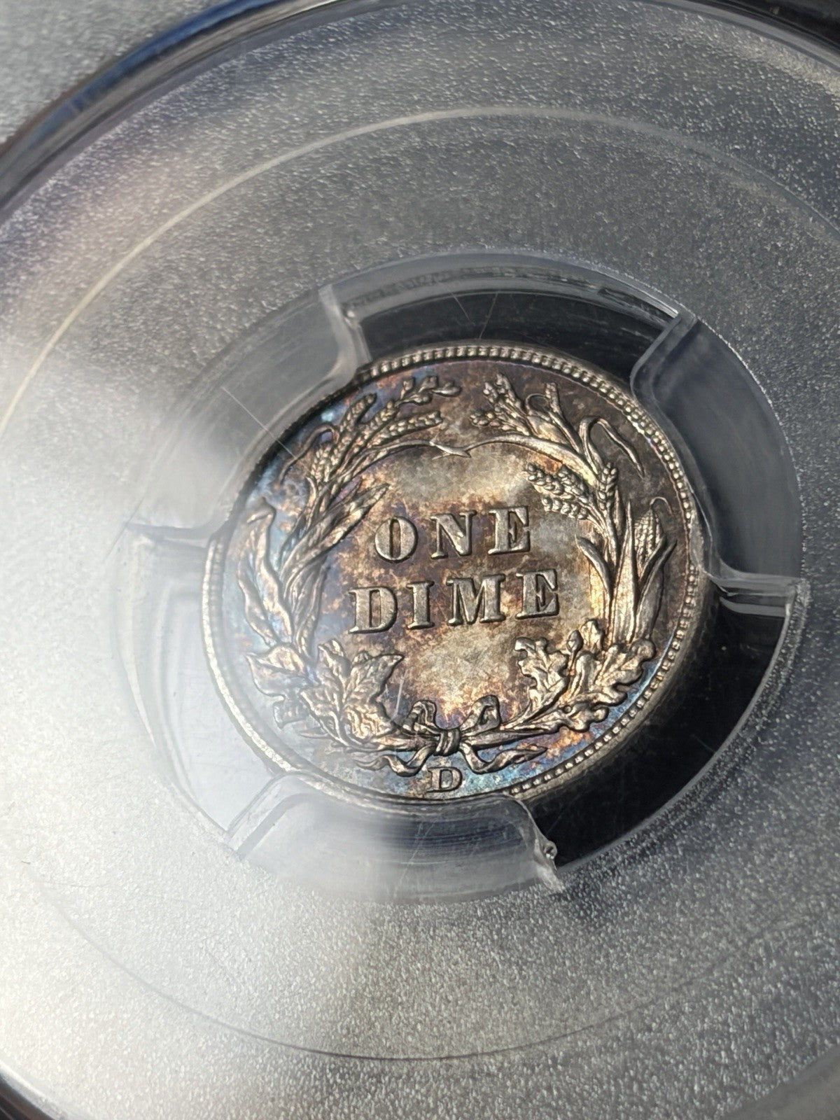 1909-D PCGS MS62 CAC Barber Dime Toned