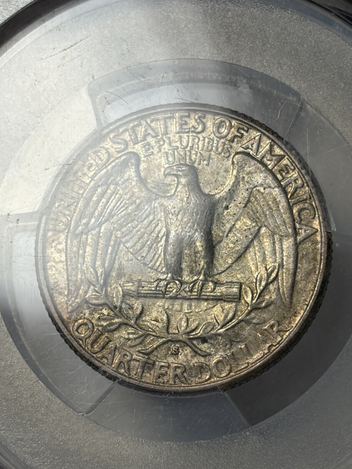 1932-S PCGS AU58 Washington Quarter Toned