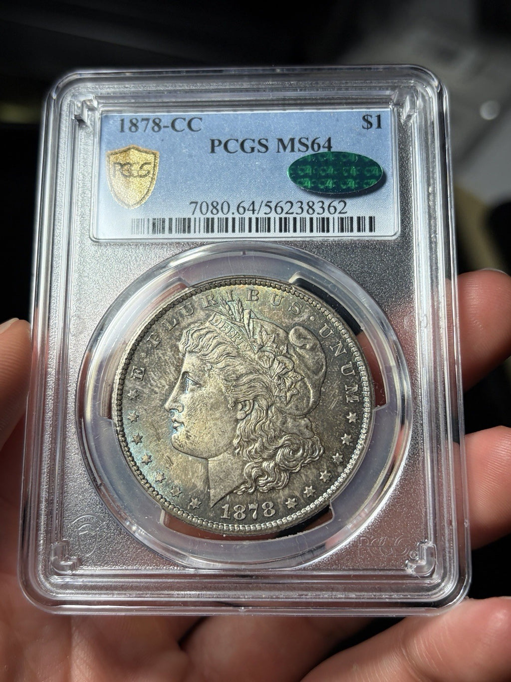 1878-CC PCGS MS64 CAC Morgan Dollar Toned Original