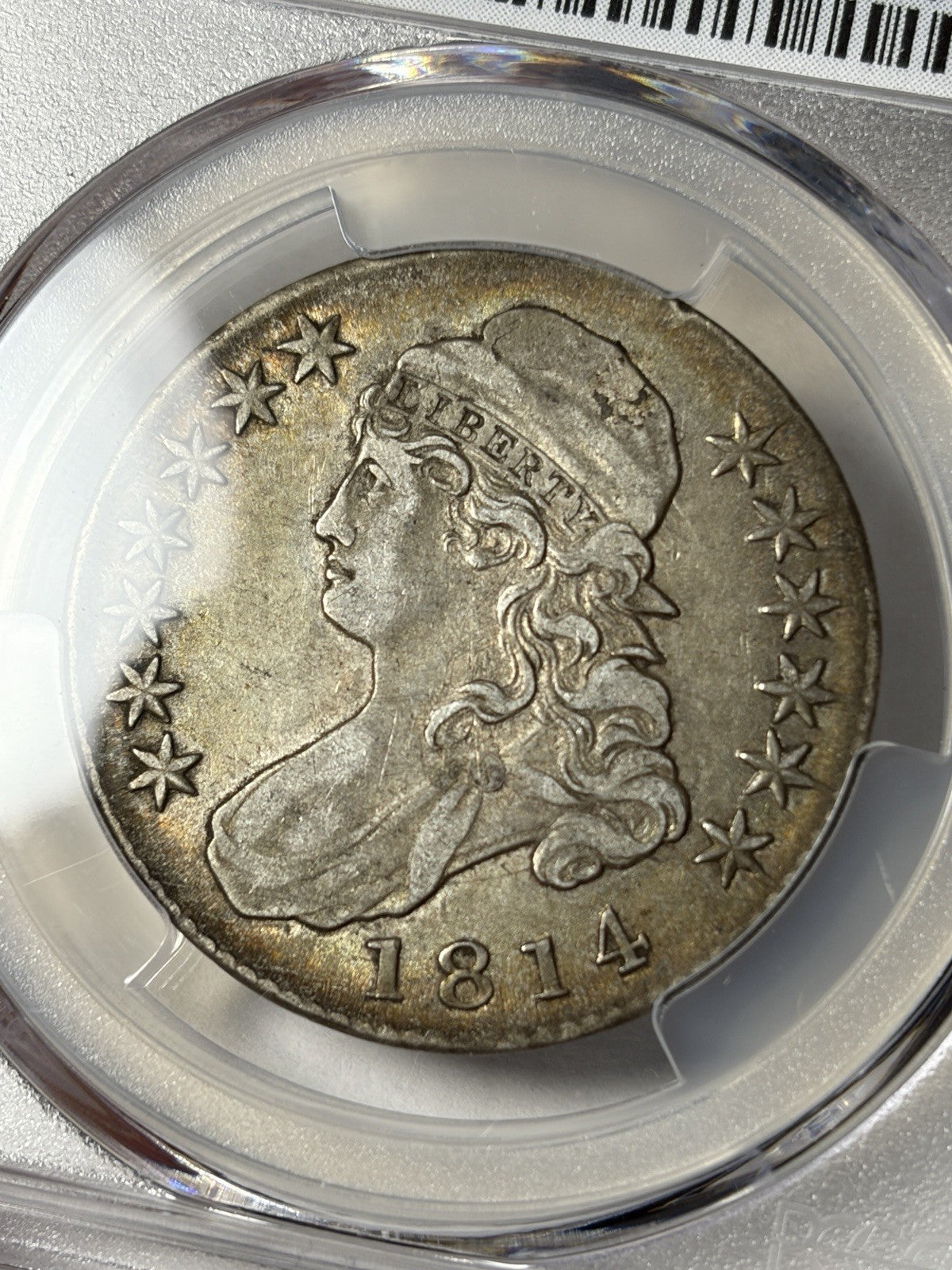 1814 PCGS XF40 CAC Capped Bust Half Dollar O-102a Toned