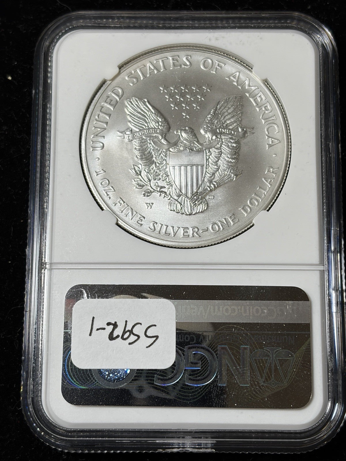 2008-W Reverse of 2007 NGC MS69 American Silver Eagle With OGP