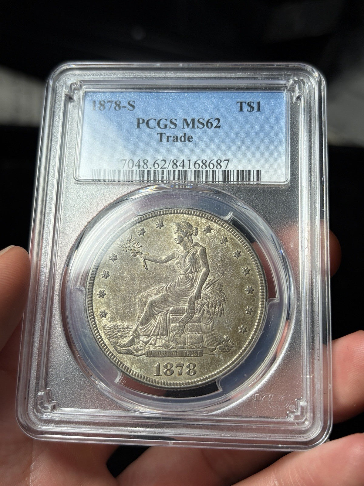 1878-S PCGS MS62 Trade Silver Dollar Original Look