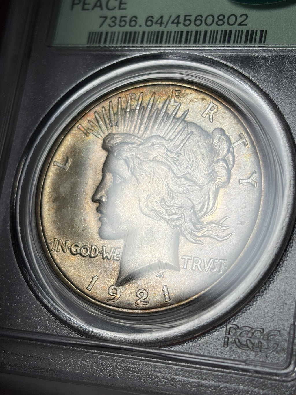 1921 PCGS MS64 CAC Peace Silver Dollar Old Green Holder Toned