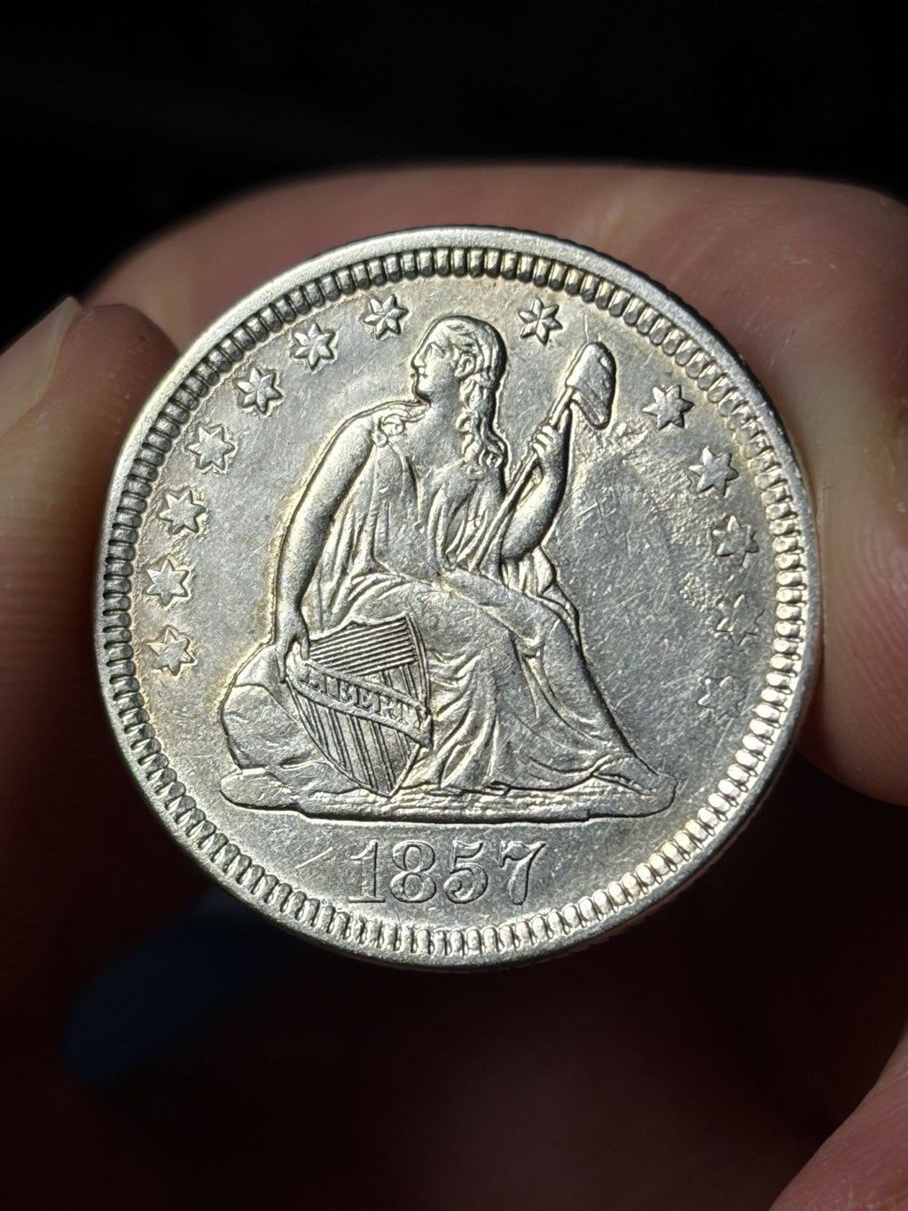 1857 Seated Liberty Quarter Details