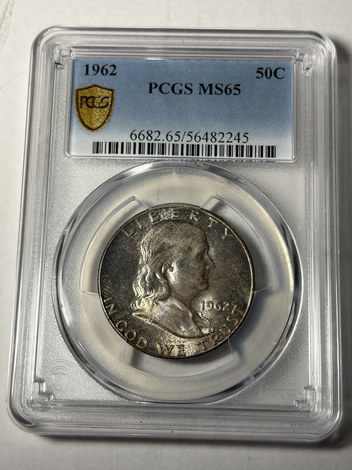1962 PCGS MS65 Franklin Half Dollar Toned