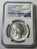 1921 NGC MS64 Peace Silver Dollar