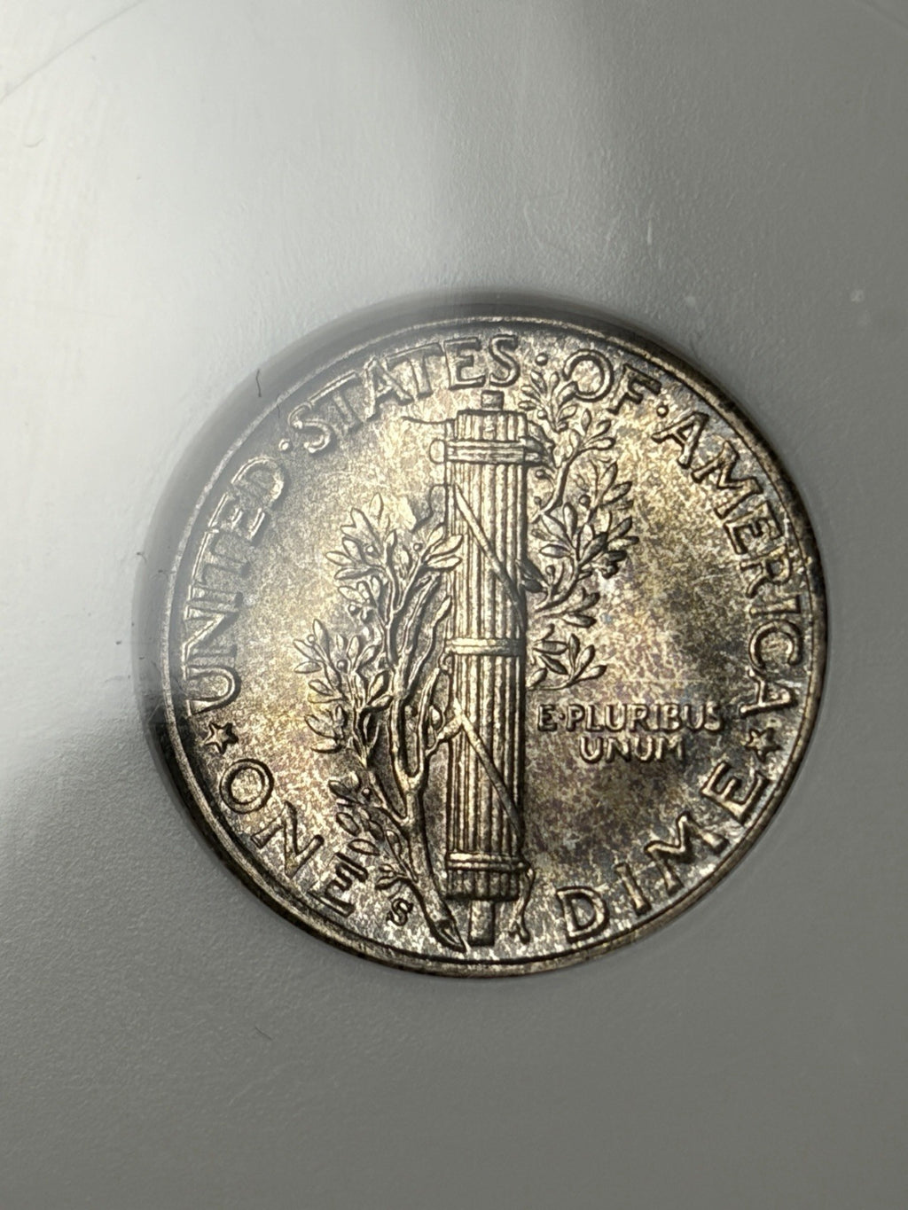 1944-S NGC MS65 GOLD CAC Mercury Dime Toned White Label Fatty 2.0!