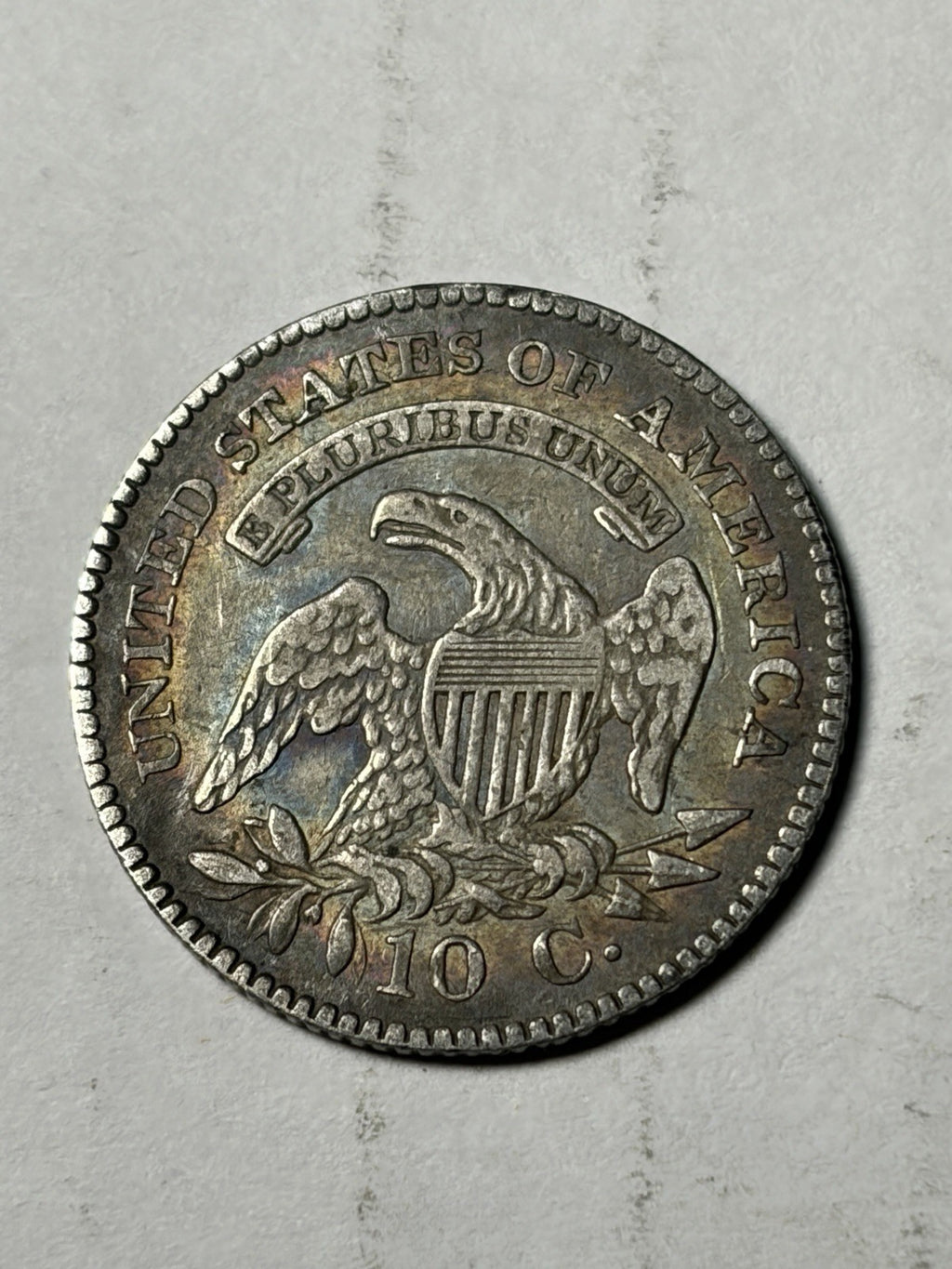 1825 Capped Bust Dime Toned Details