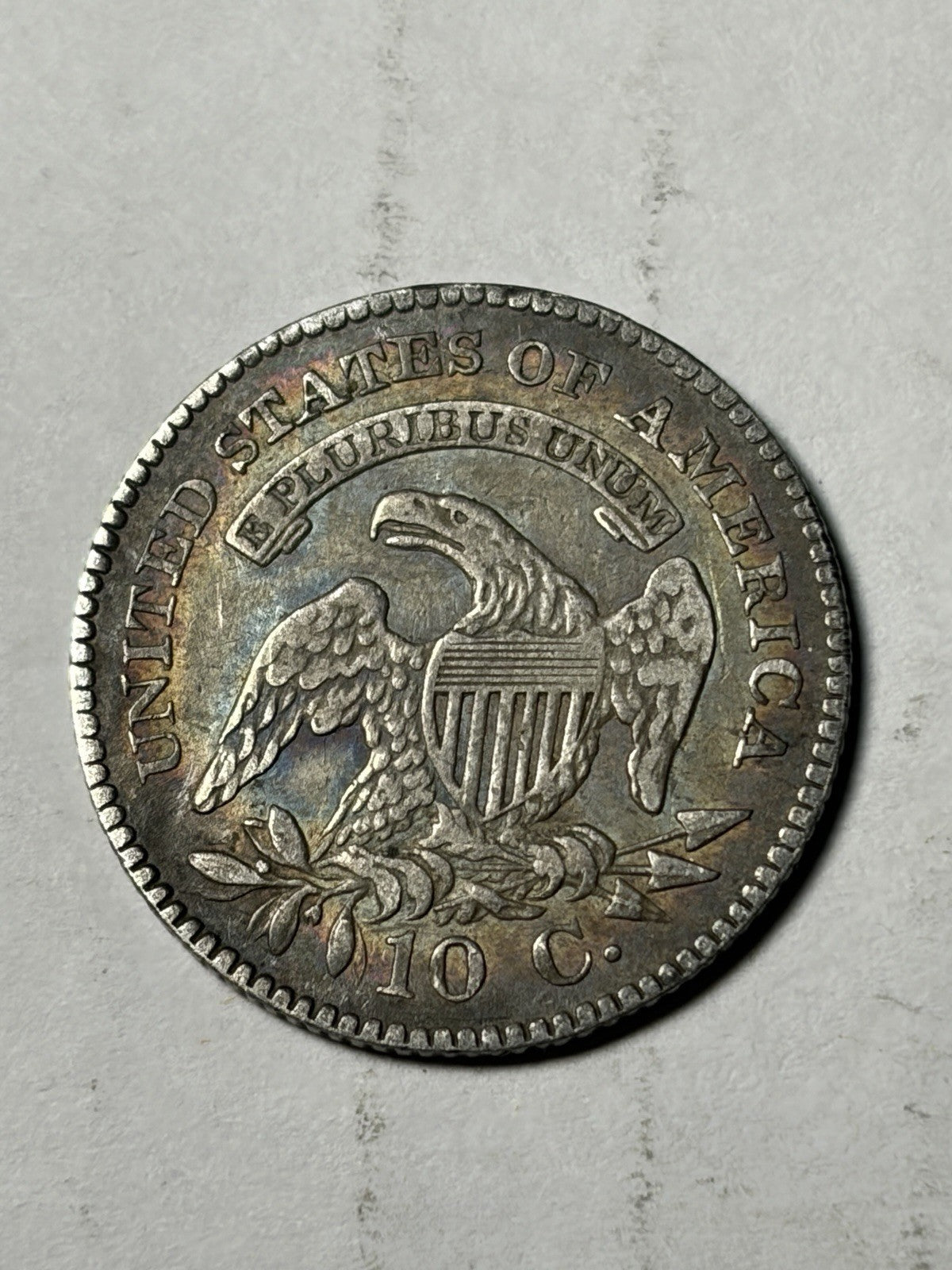 1825 Capped Bust Dime Toned Details