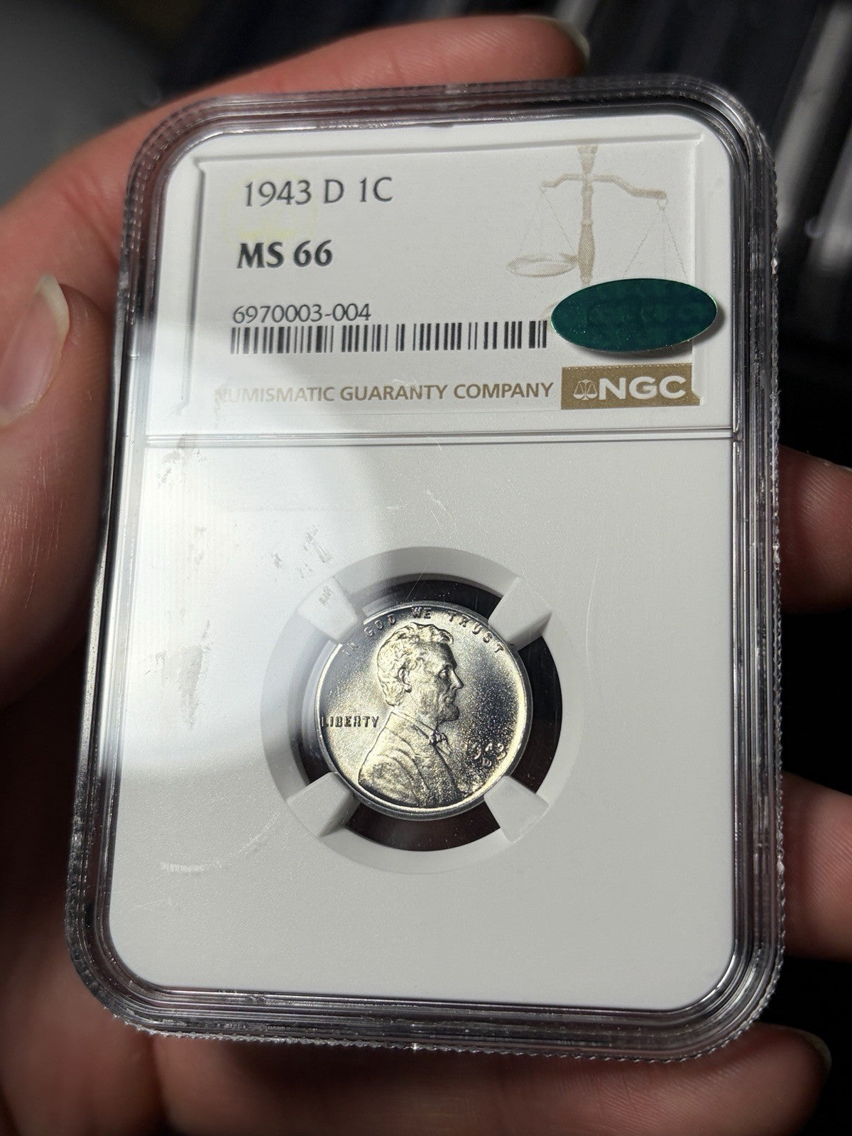 1943-D NGC MS66 CAC Lincoln Wheat Steel Cent Ex. MS67
