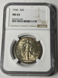1942 NGC MS65 Walking Liberty Half Dollar Toned