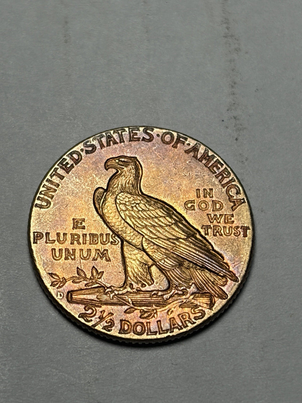 1925-D Indian Head Gold $2.5 Quarter Eagle TONED