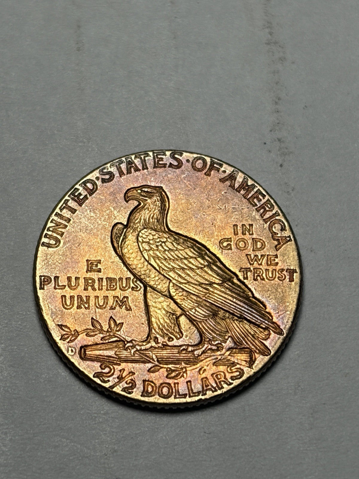 1925-D Indian Head Gold $2.5 Quarter Eagle TONED