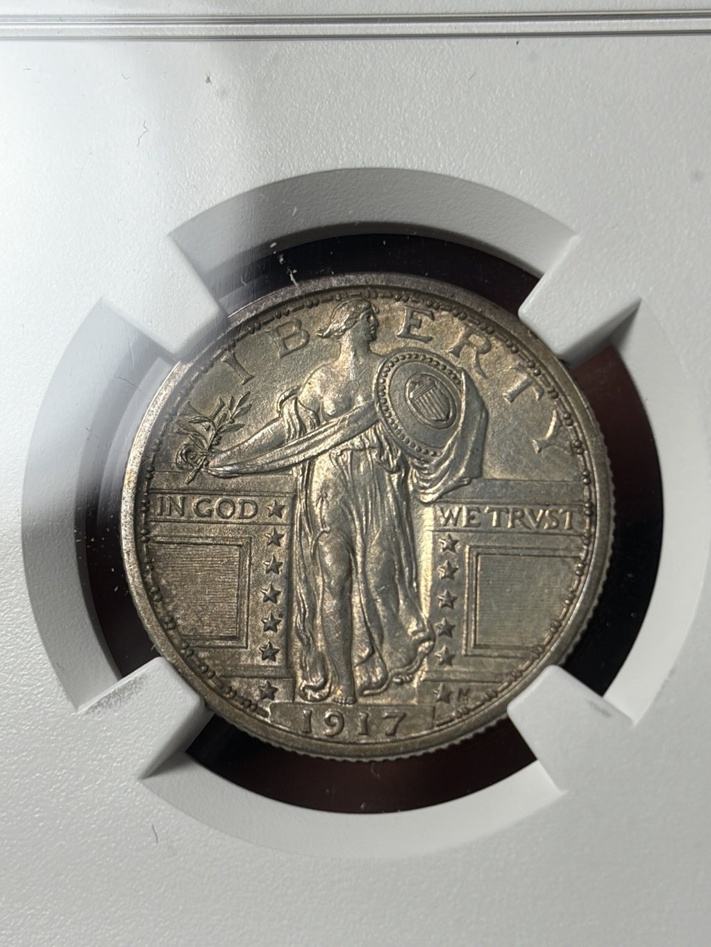1917 Type 1 NGC Unc Details Standing Liberty Quarter Toned