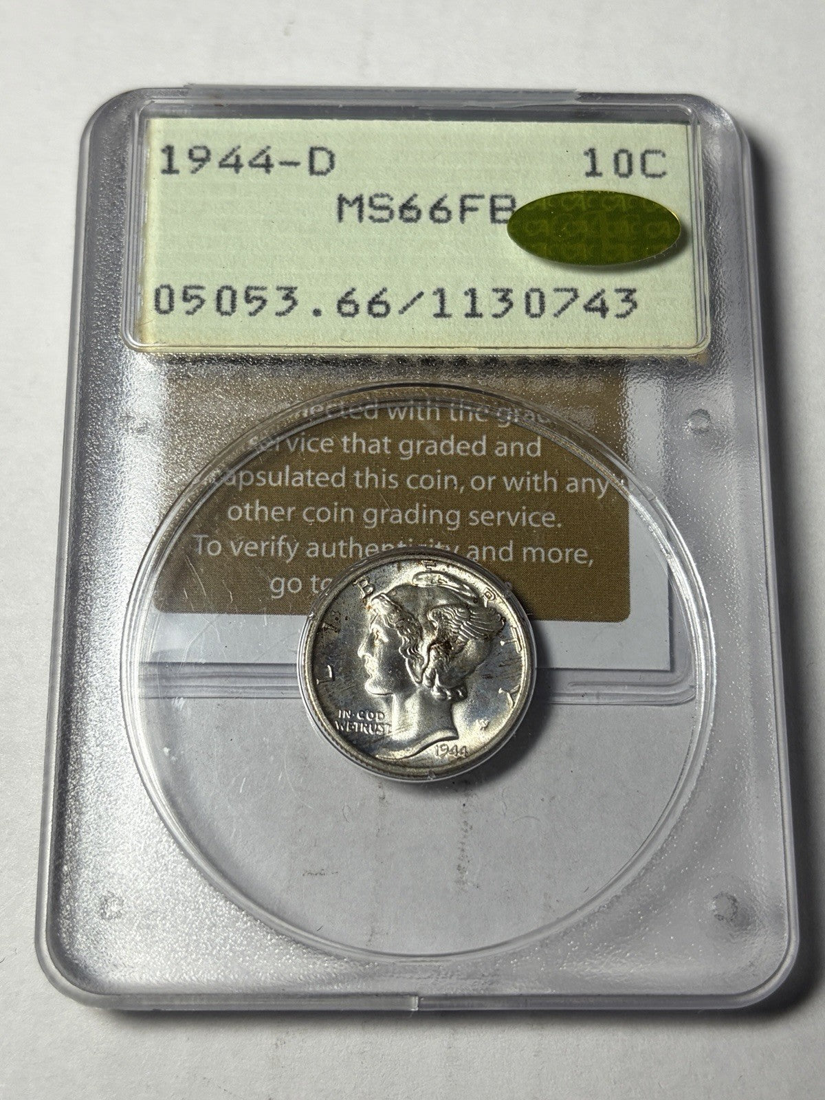 1944-D PCGS MS66 FB GOLD CAC Mercury Dime Rattler