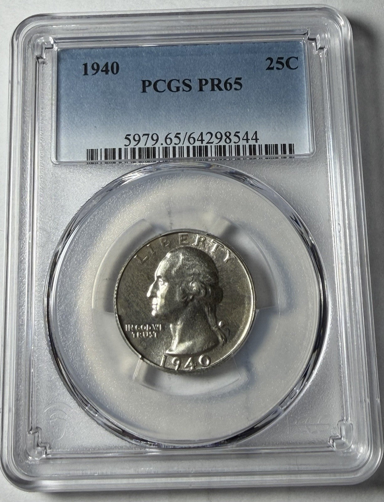 1940 PCGS PR65 Washington Quarter