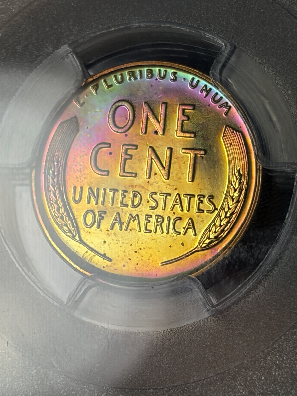 1942 PCGS PR65 BN Lincoln Wheat Cent Incredible Monster Toned Neon Green Blue