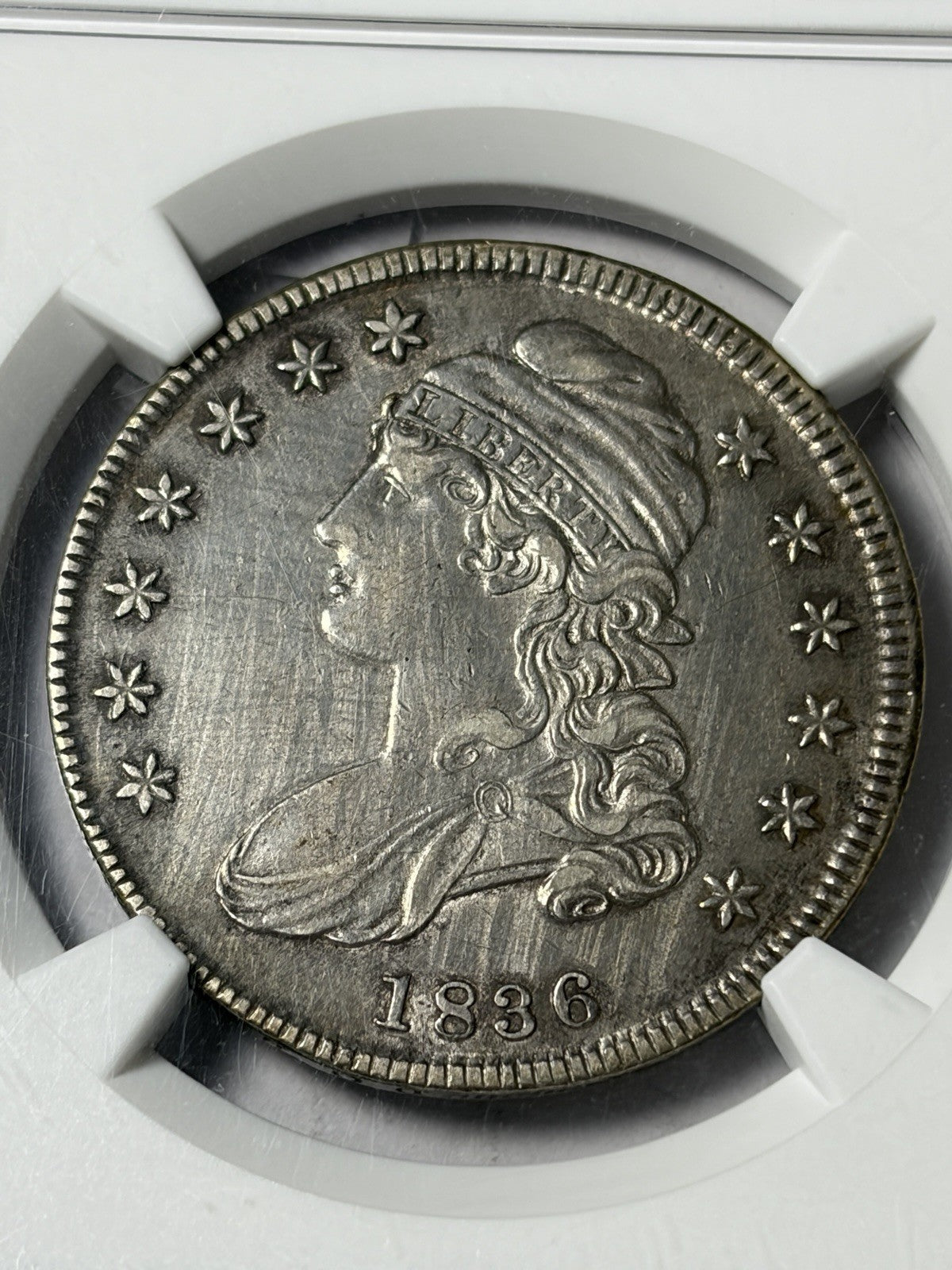 1836 NGC AU Details Capped Bust Half Dollar O-113