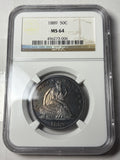 1889 NGC MS64 Seated Liberty Half Dollar Toned